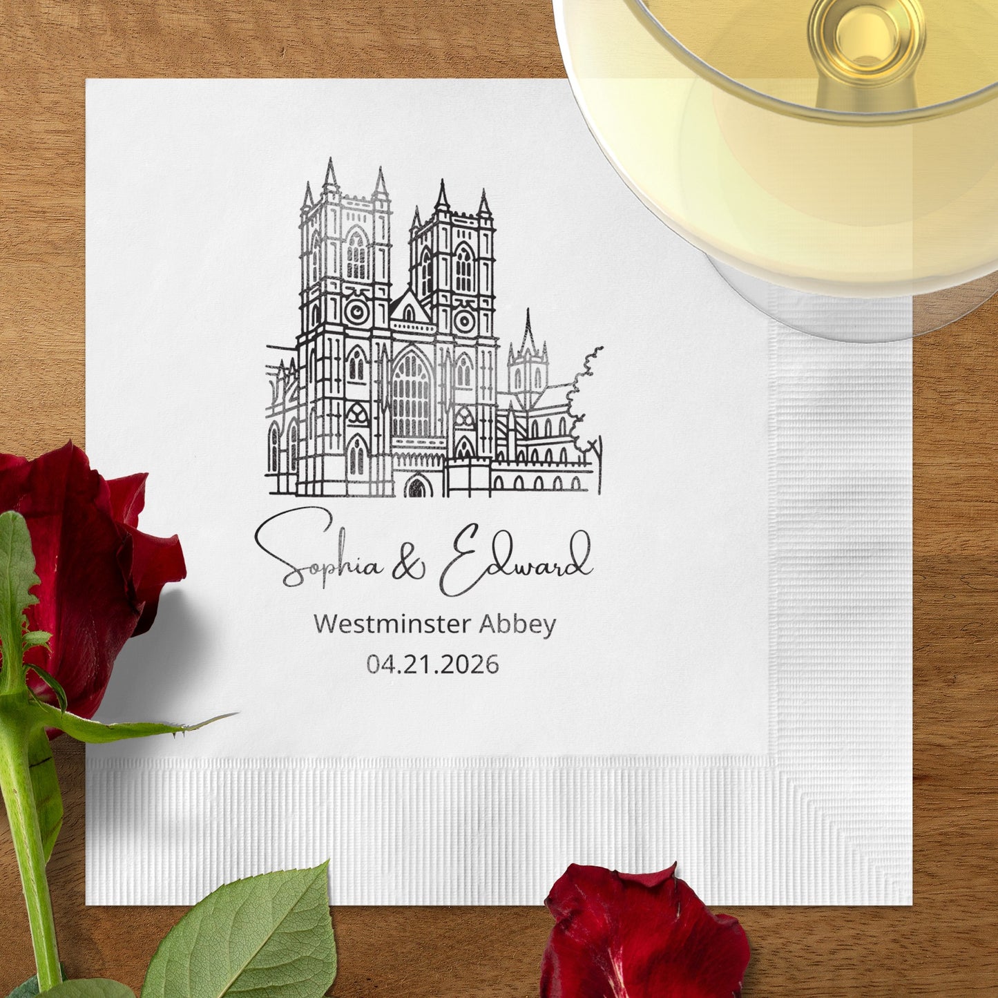 Personalized Wedding Date and Venue Napkin product type