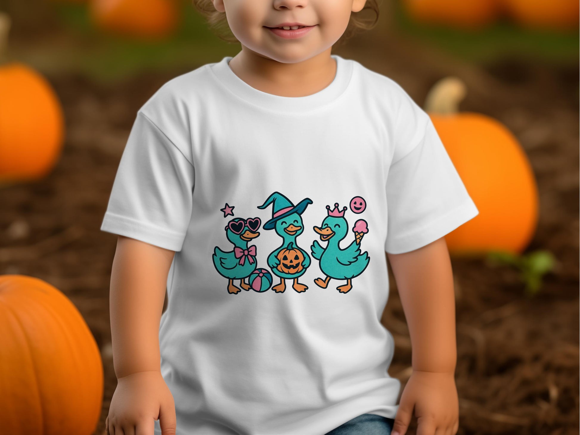 Cute Halloween Cartoon Animals Kids T-Shirt, Pumpkin Patch Fall Tee for Children, Festive Holiday Apparel, Toddler Sizes