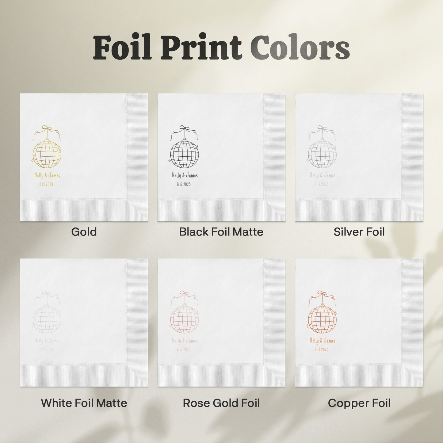 Personalized Foil Print Colors Napkin Party Product