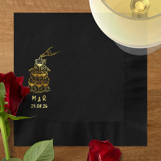 Elegant Custom Black Wedding Napkin Product