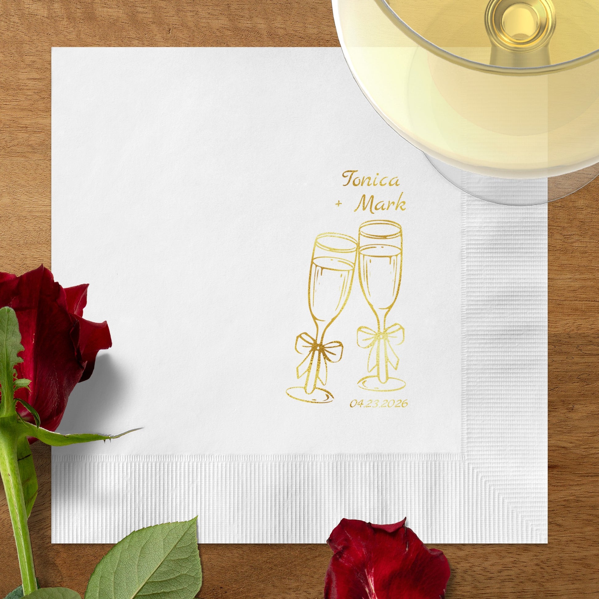 Custom Wedding Monogram Champagne Toast Napkin product type