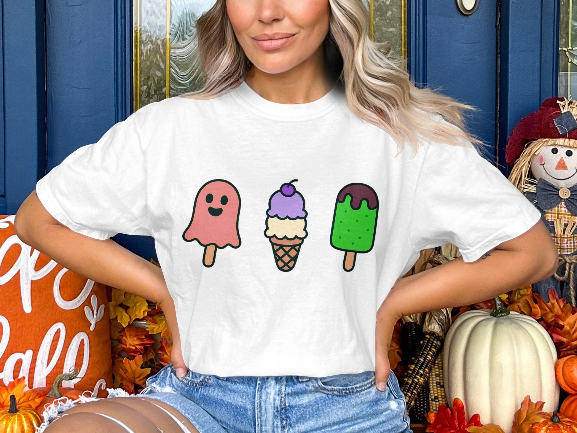 Cute Ice Cream Graphic T-Shirt, Colorful Summer Tee, Women's Casual Fashion Top, Trendy Streetwear