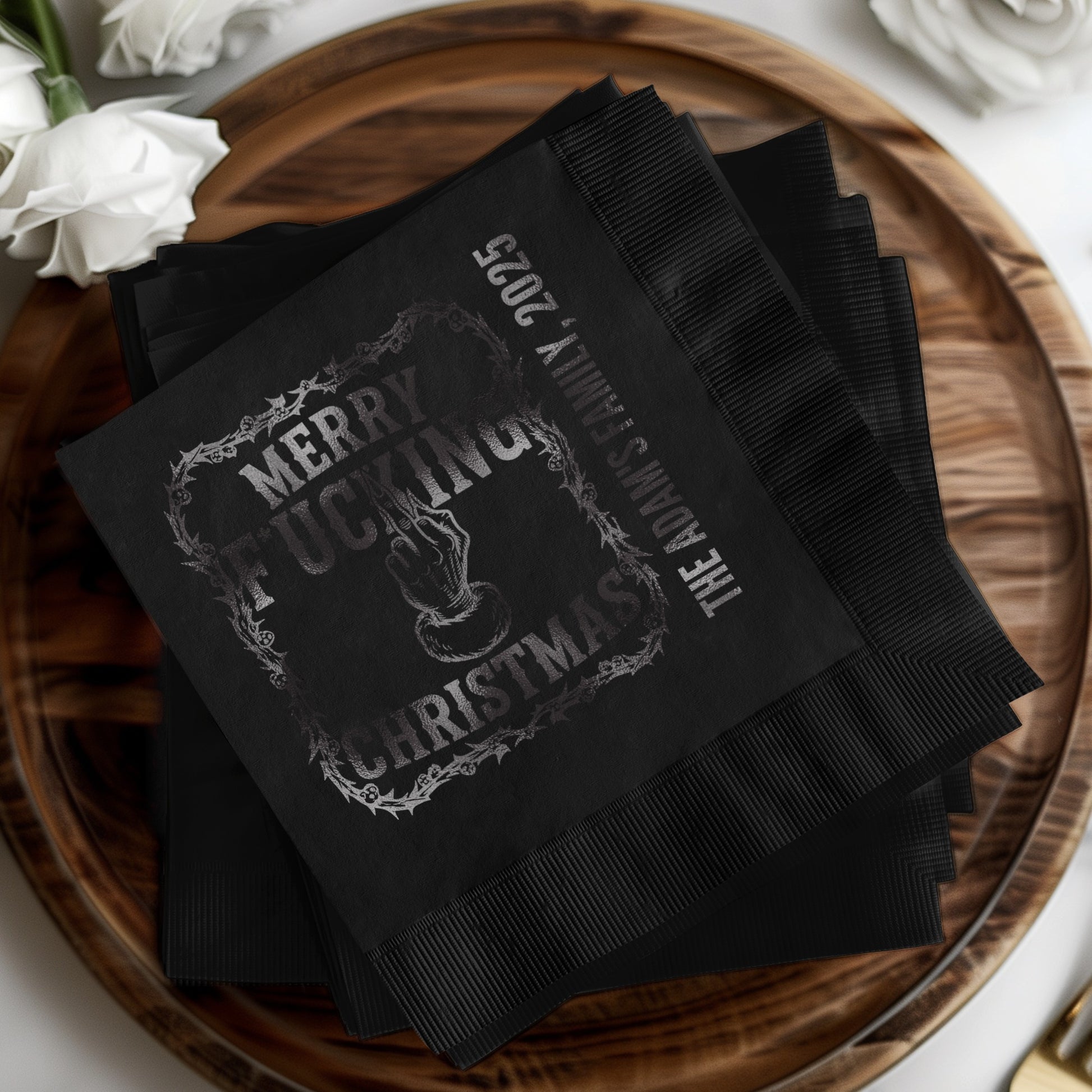 Merry Christmas Festive Black Napkins product type