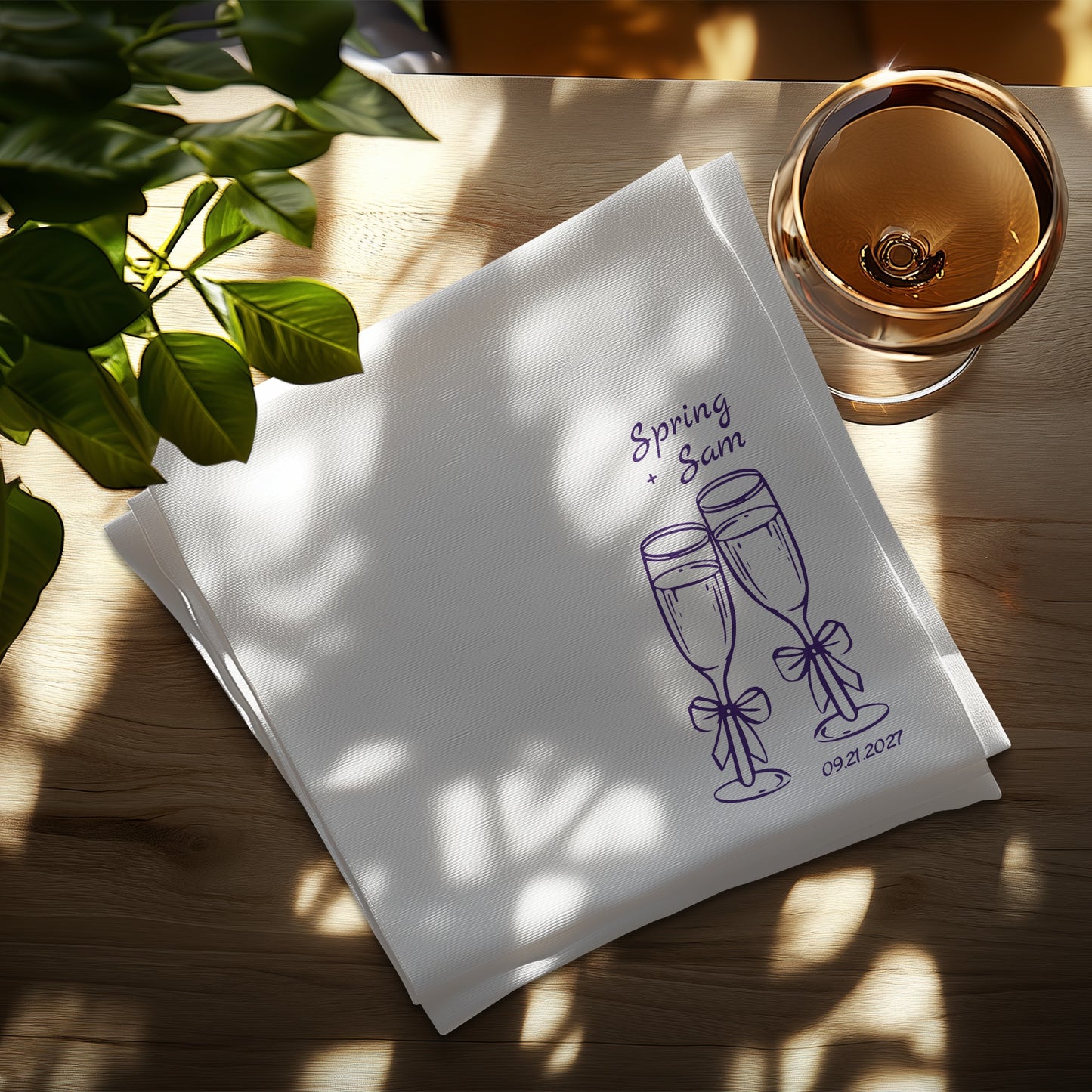 Personalized Wedding Date and Name Inscribed Napkin product