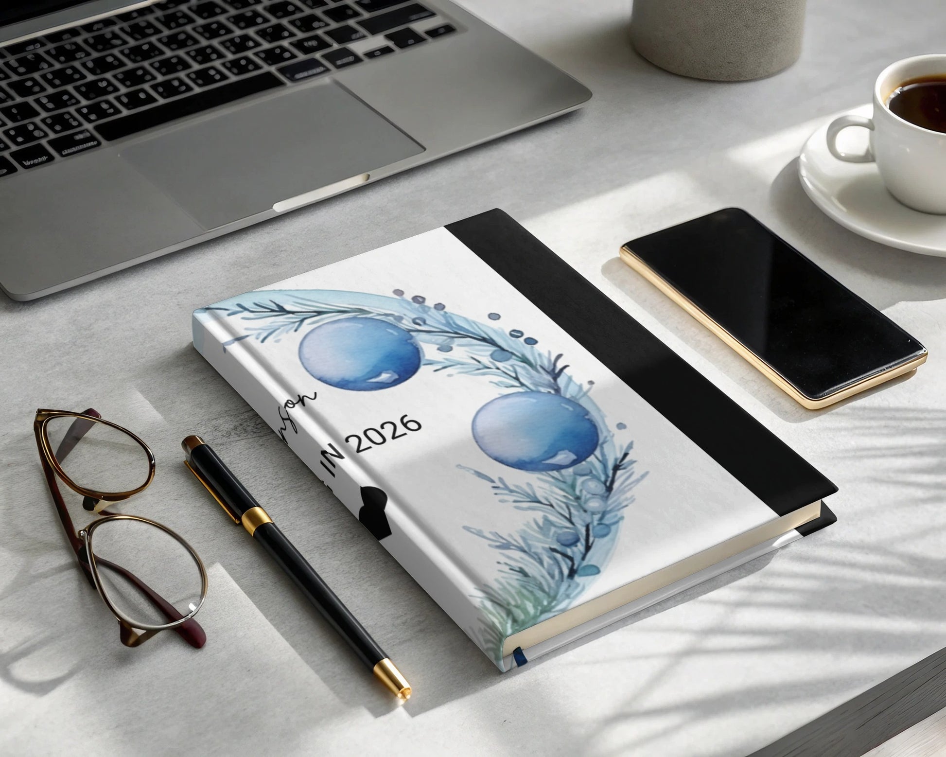 Stylish 2026 Planner with Blue Ornament Design product