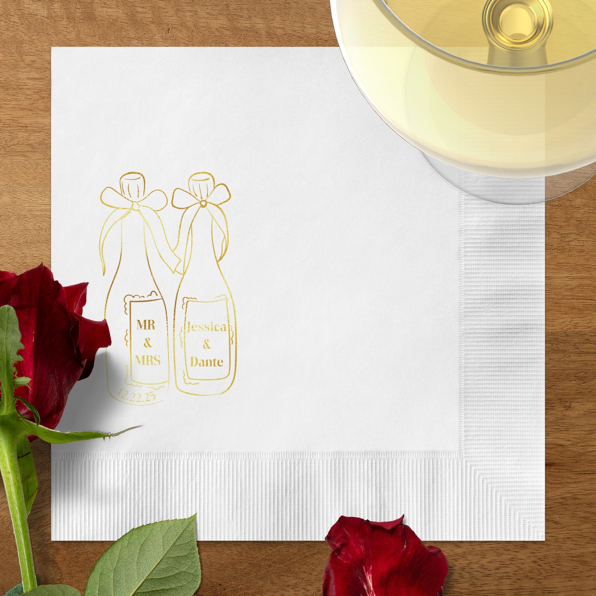 Personalized Wedding Champagne Bottle Napkin product type