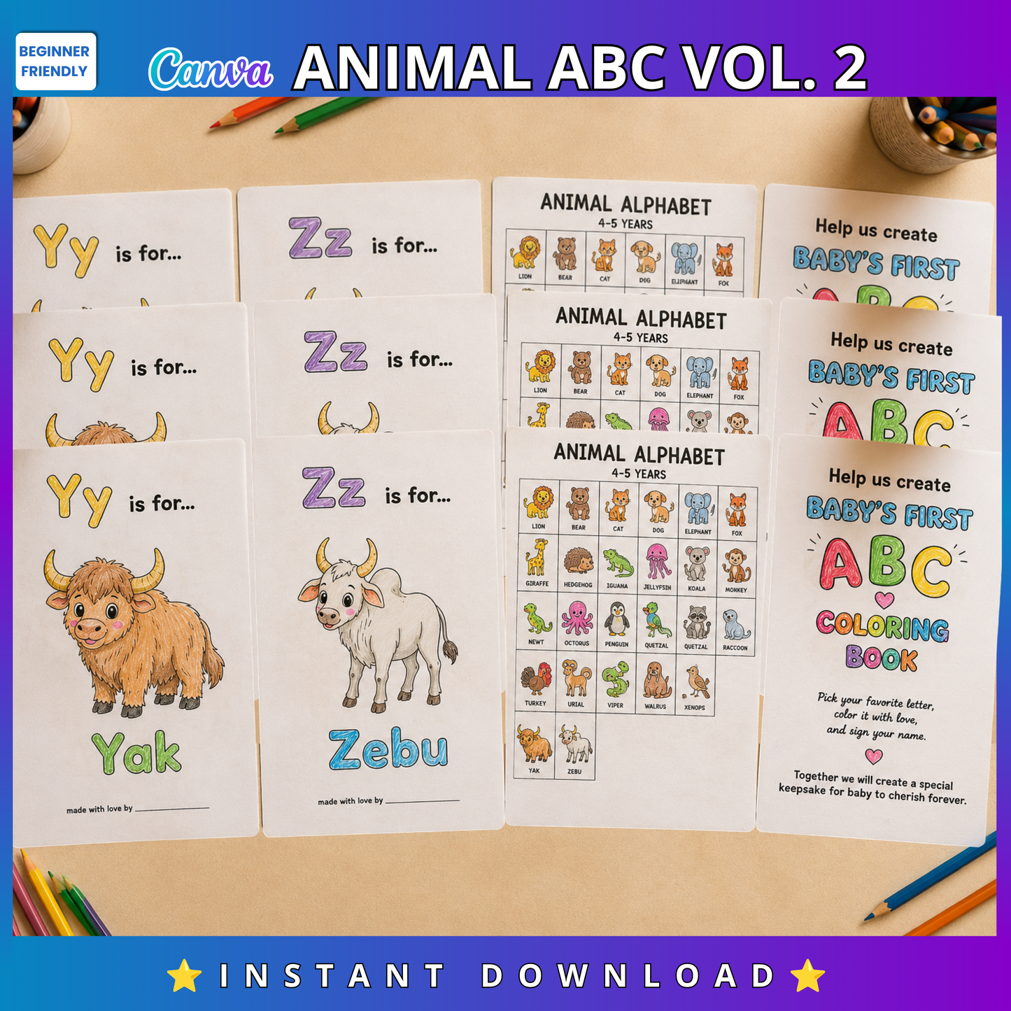 Amazon Book: BABY'S FIRST ABC Coloring Book, Animals from A to Z, Baby Shower Activity & Keepsake: Color, Sign, Treasure