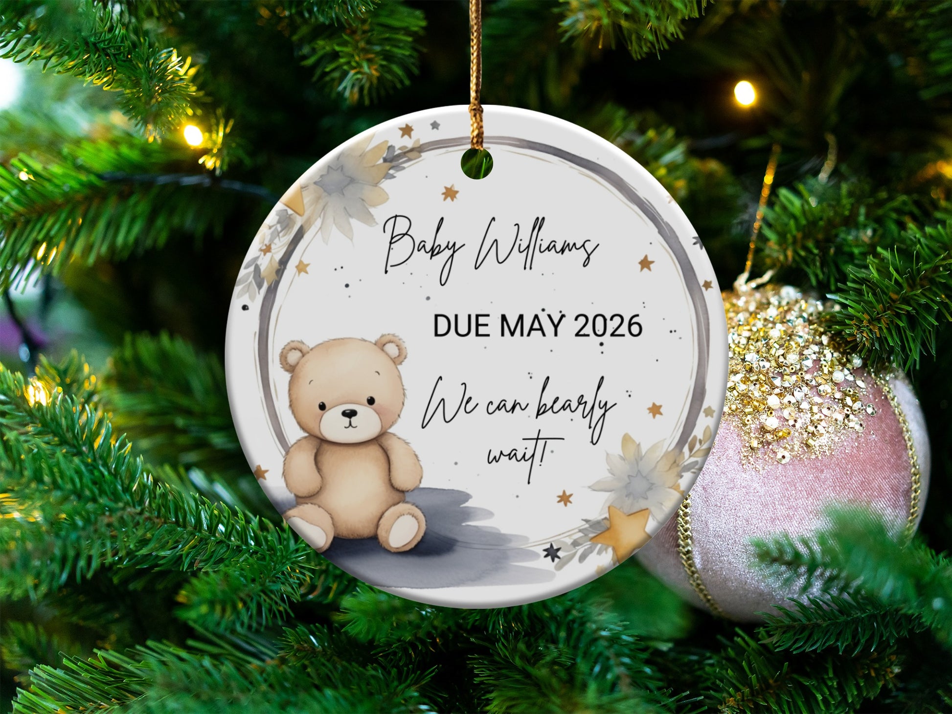 Personalized Baby Due Date Announcement Ornament product