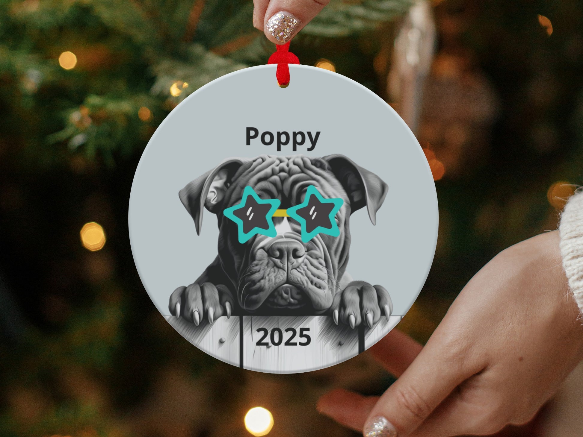 Poppy 2025 Dog with Sunglasses Christmas Ornament product