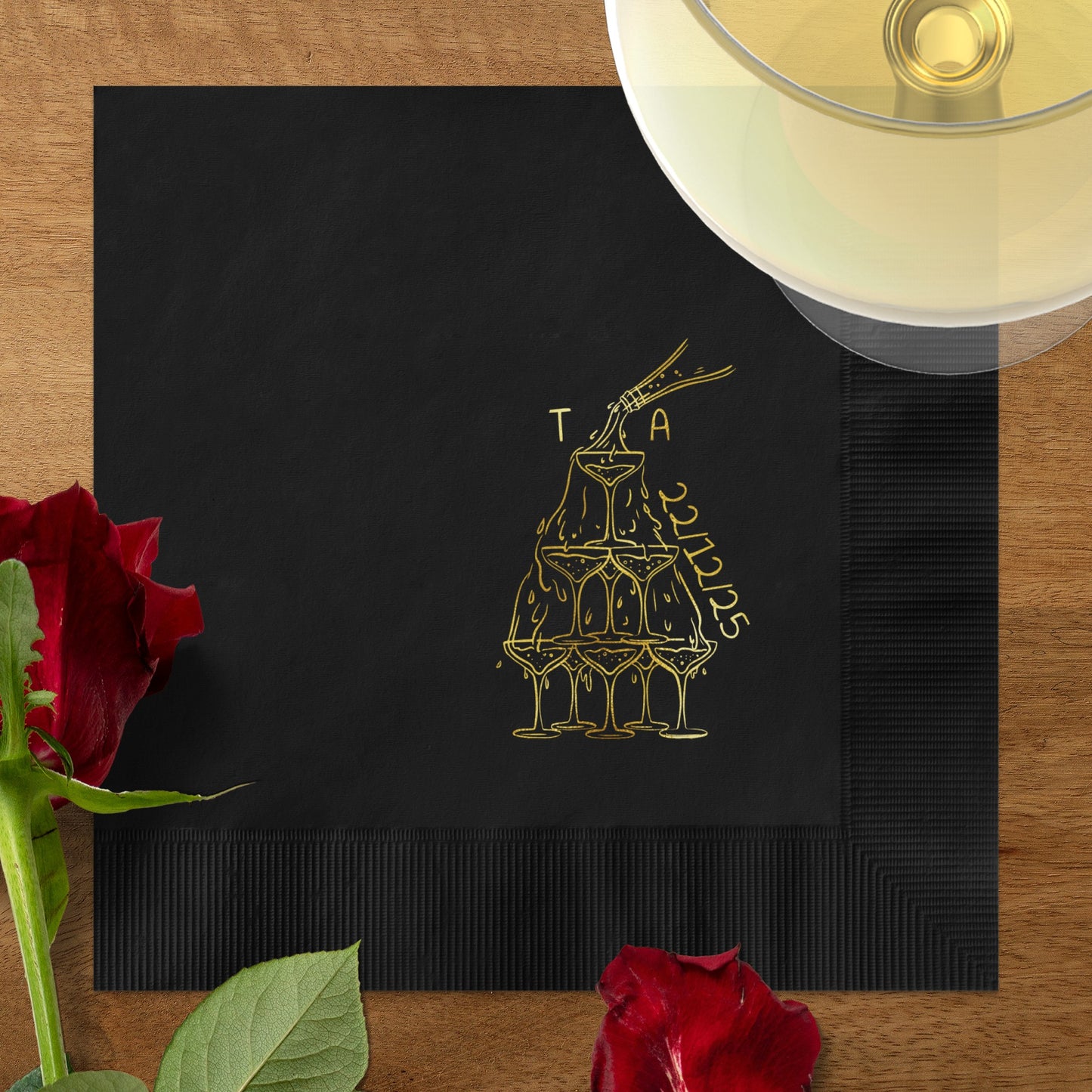 Elegant Black Cocktail Gold Design Napkin product type
