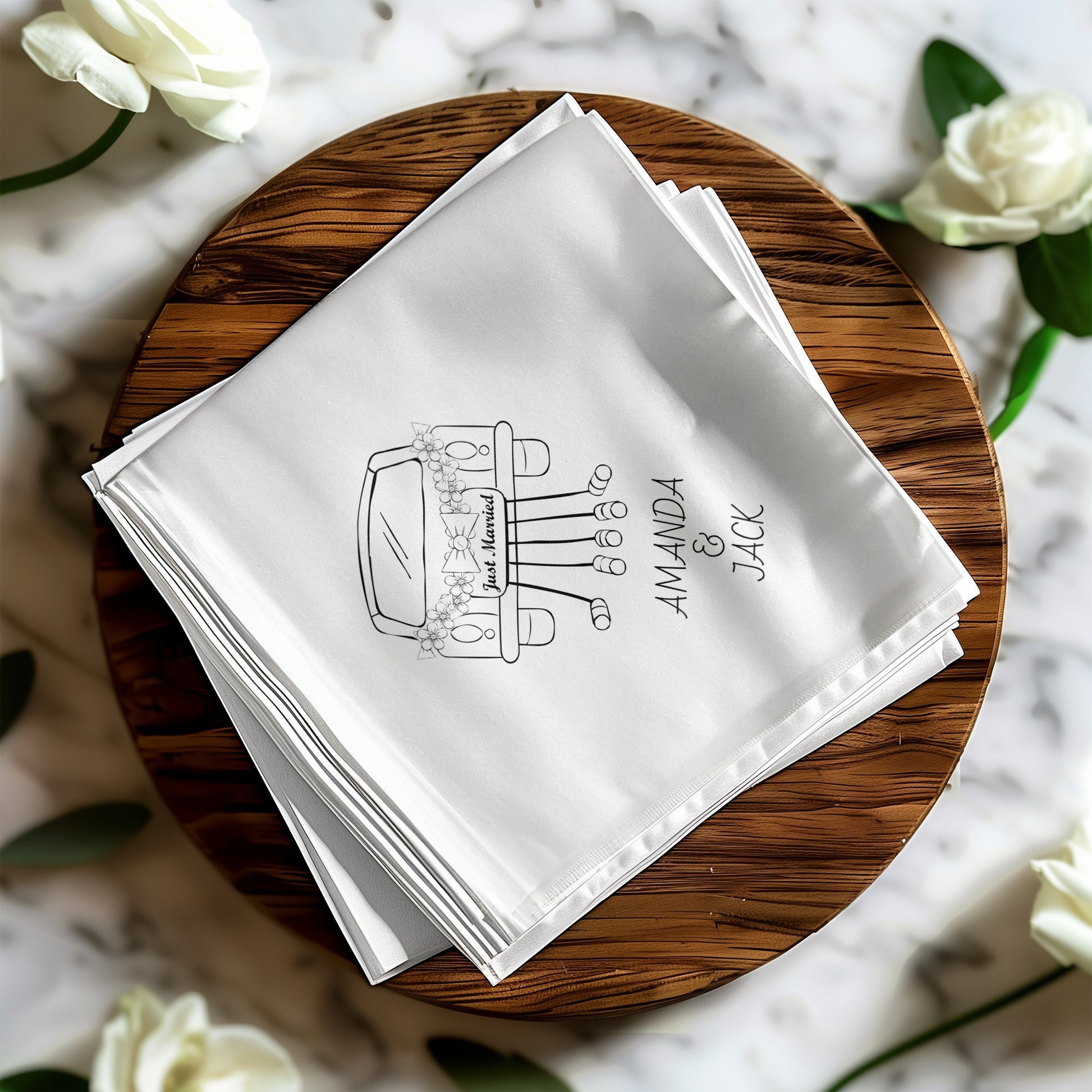 Personalized Wedding Car Design Handkerchief product