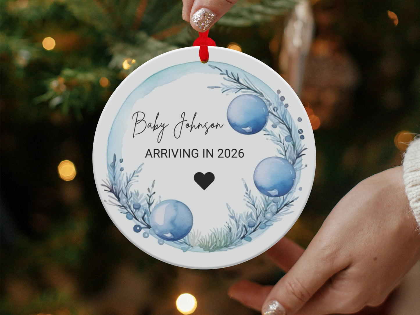 Personalized Baby Arrival Christmas Tree Ornament product