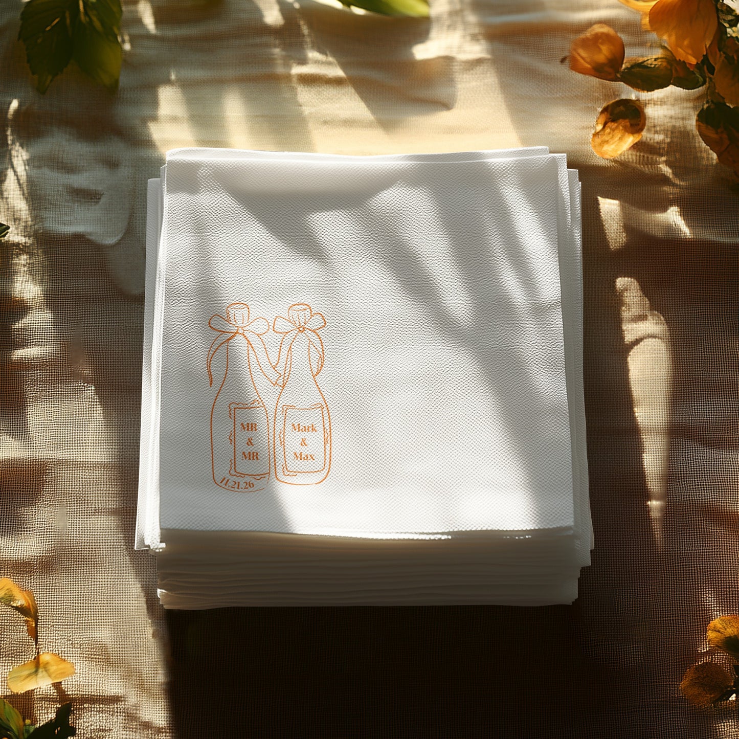 Personalized Wedding Champagne Bottle Design Napkin product