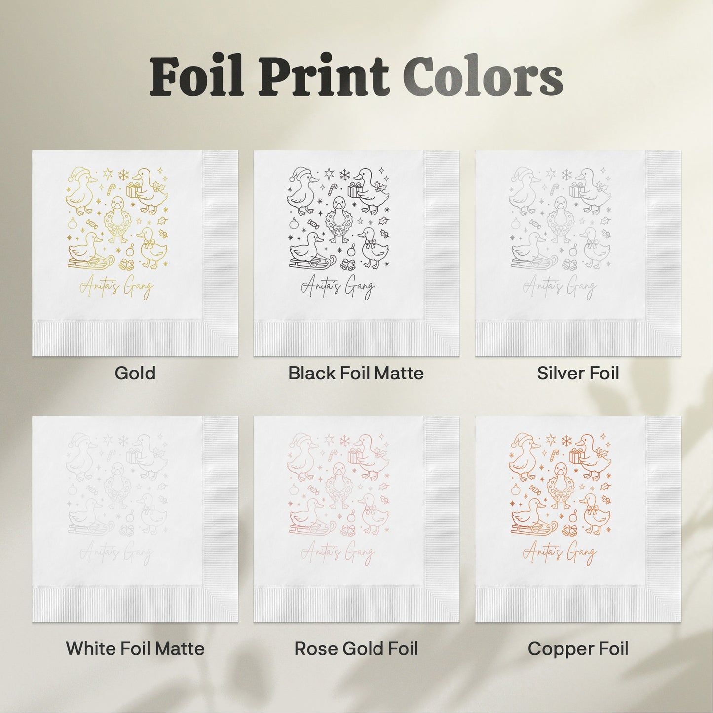 Colorful Foil Print Napkins with Various Designs product type