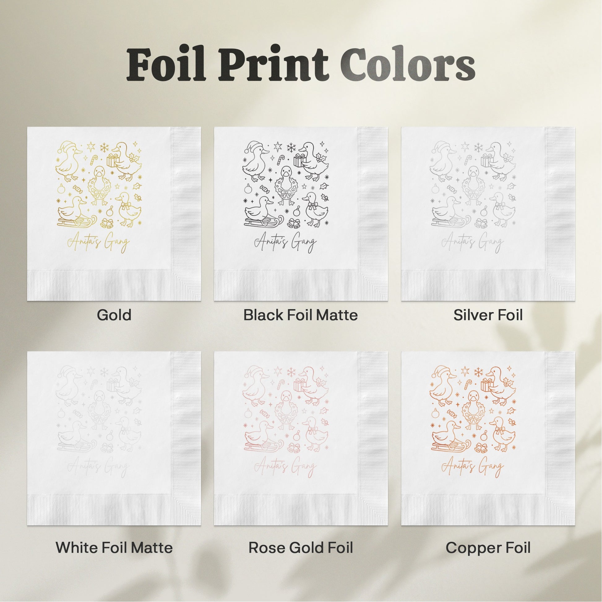 Colorful Foil Print Napkins with Various Designs product type