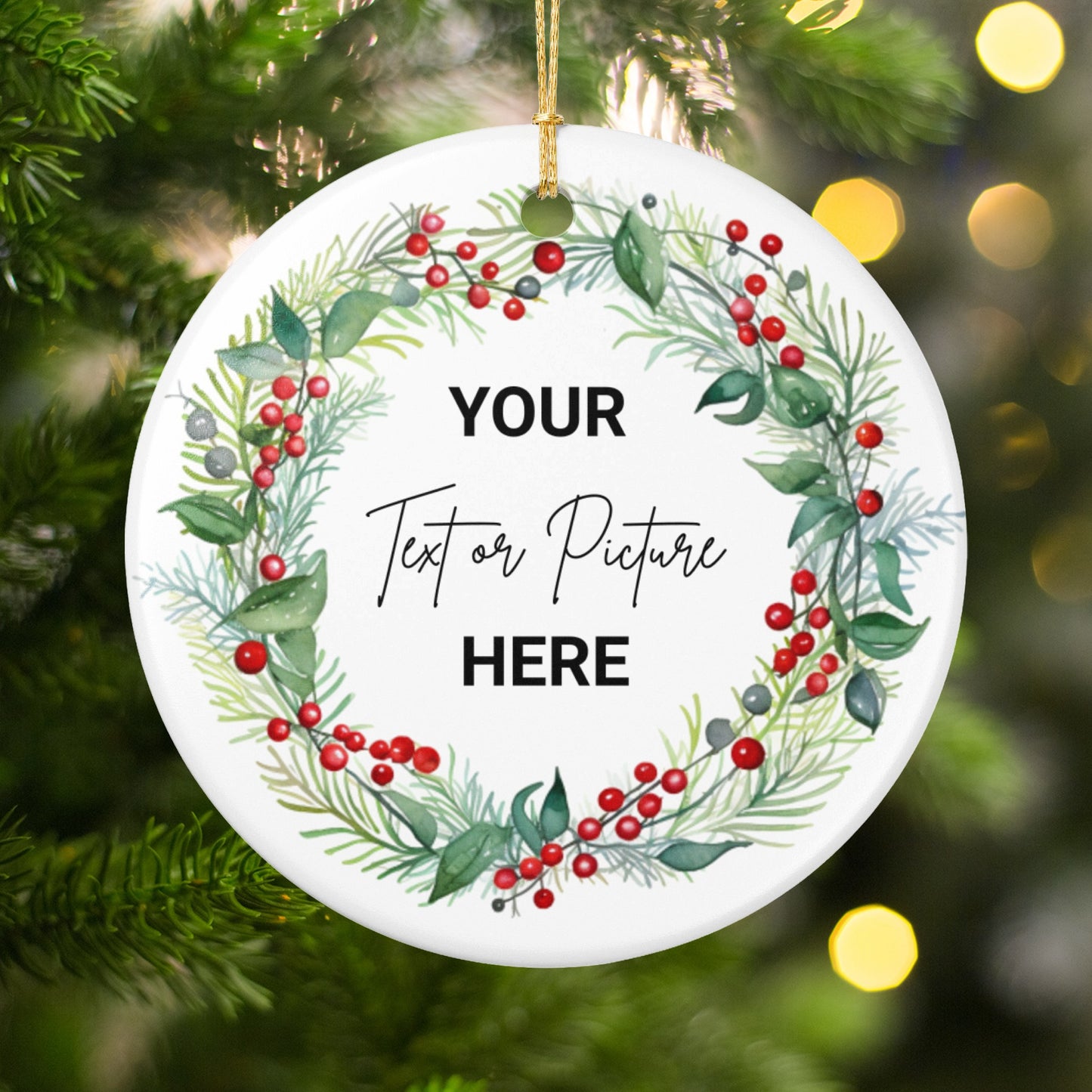 Personalized Christmas Wreath Design Ornament product type