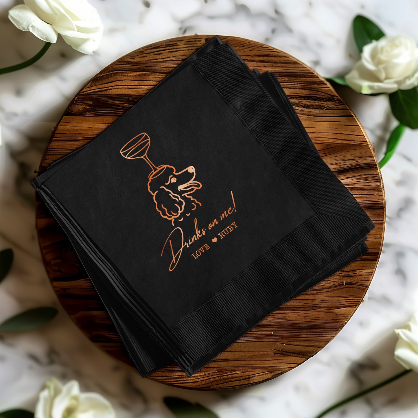 Elegant Personalized Party Napkins with Fun Dog Design