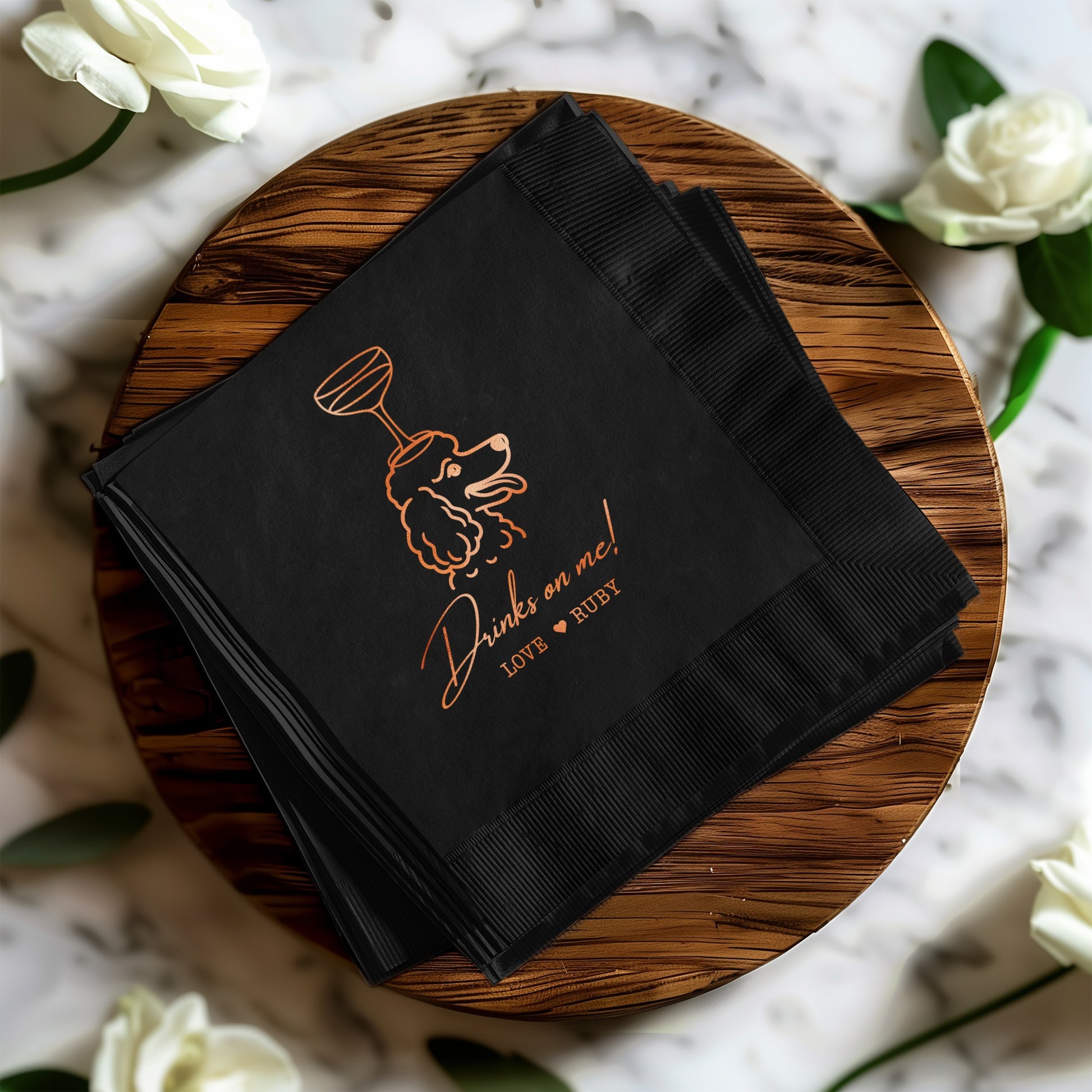Elegant Personalized Party Napkins with Fun Dog Design
