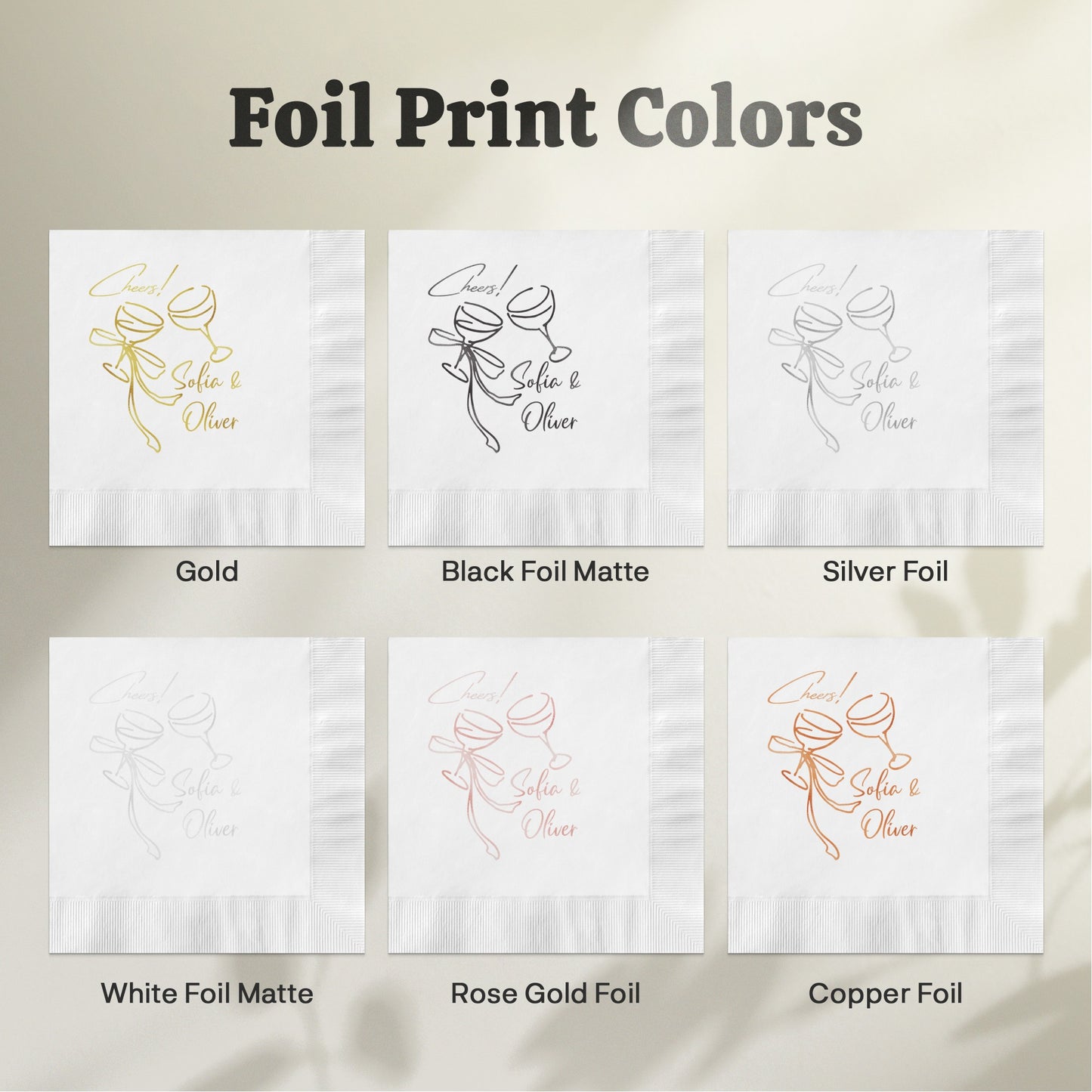 Personalized Foil Print Colors Wedding Napkin product type