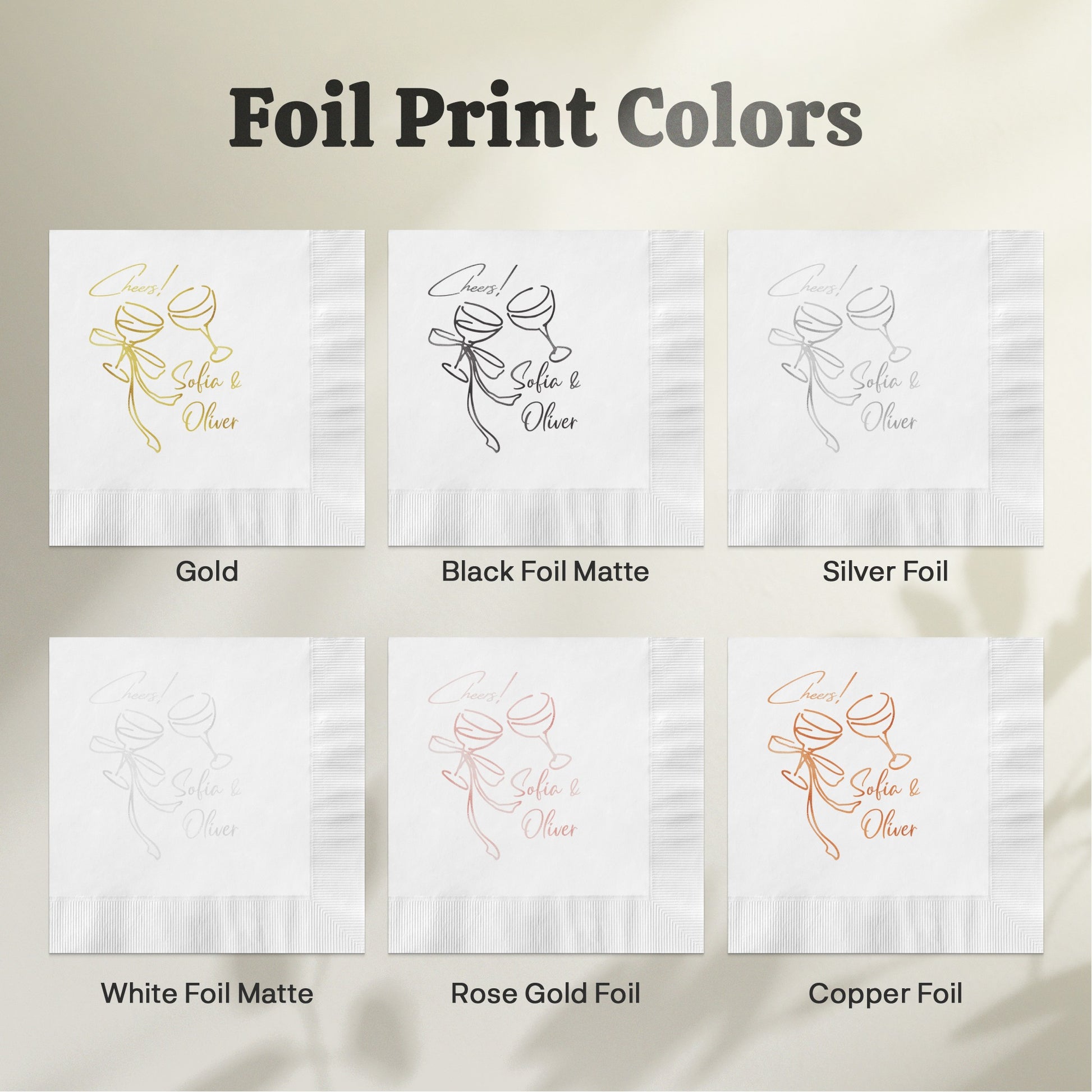 Personalized Foil Print Colors Wedding Napkin product type