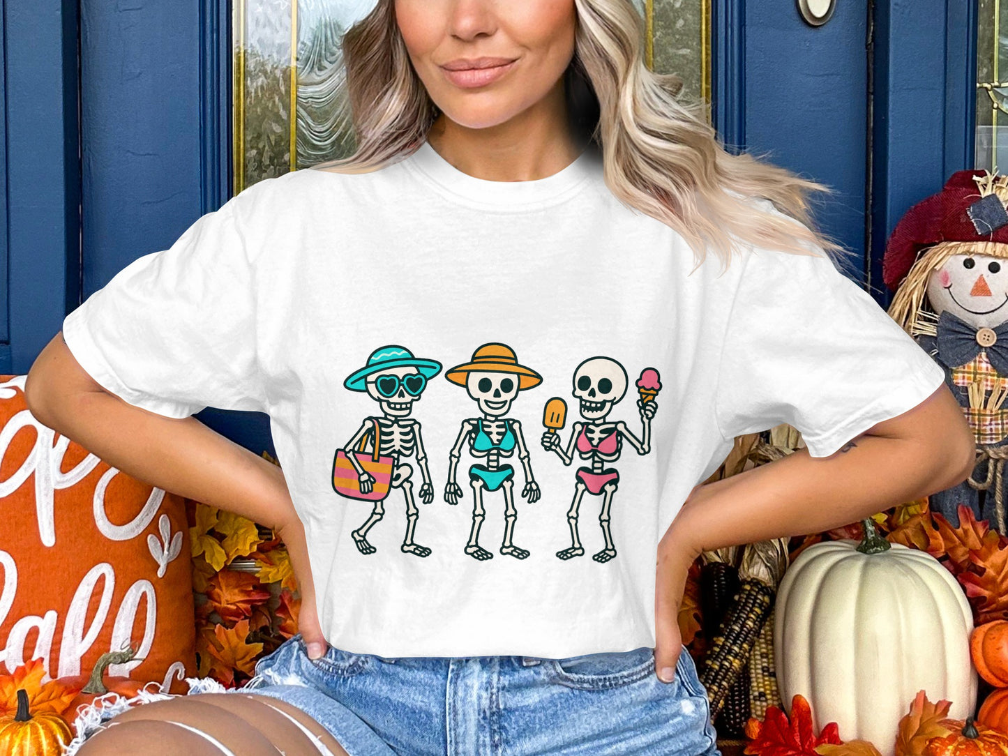 Halloween Skeleton T-Shirt, Funny Skull Graphic Tee, Unisex Fall Fashion Top, Casual Autumn Outfit, Holiday Apparel
