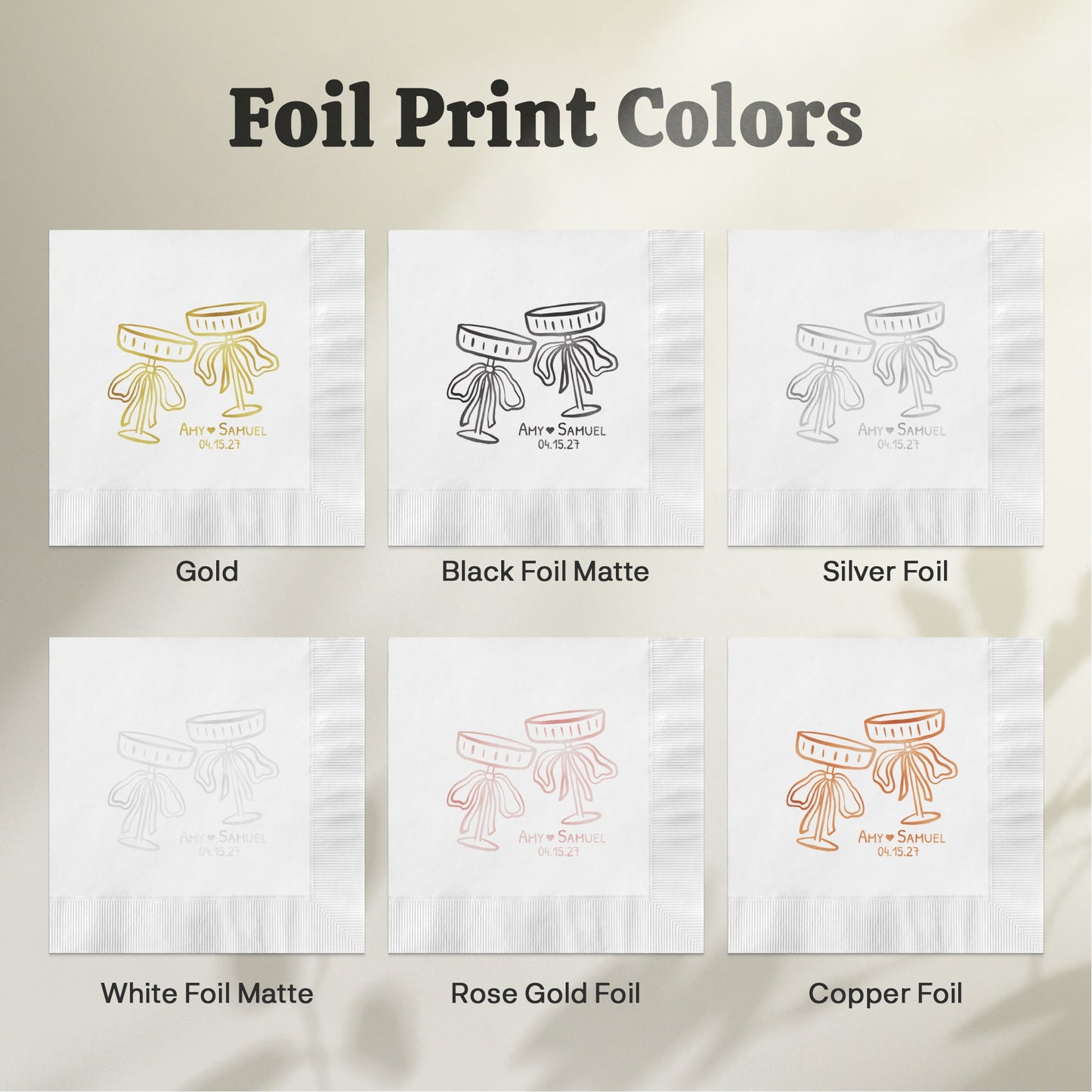 Personalized Foil Print Colors Custom Wedding Product