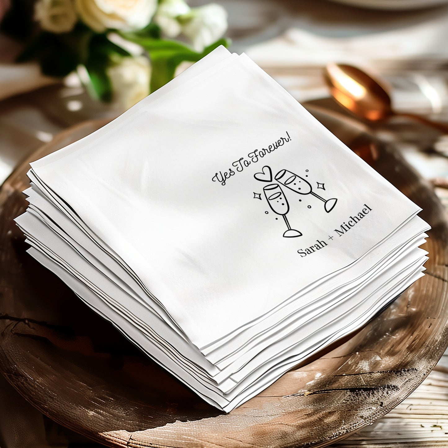 Yes To Forever Personalized Wedding Napkins product