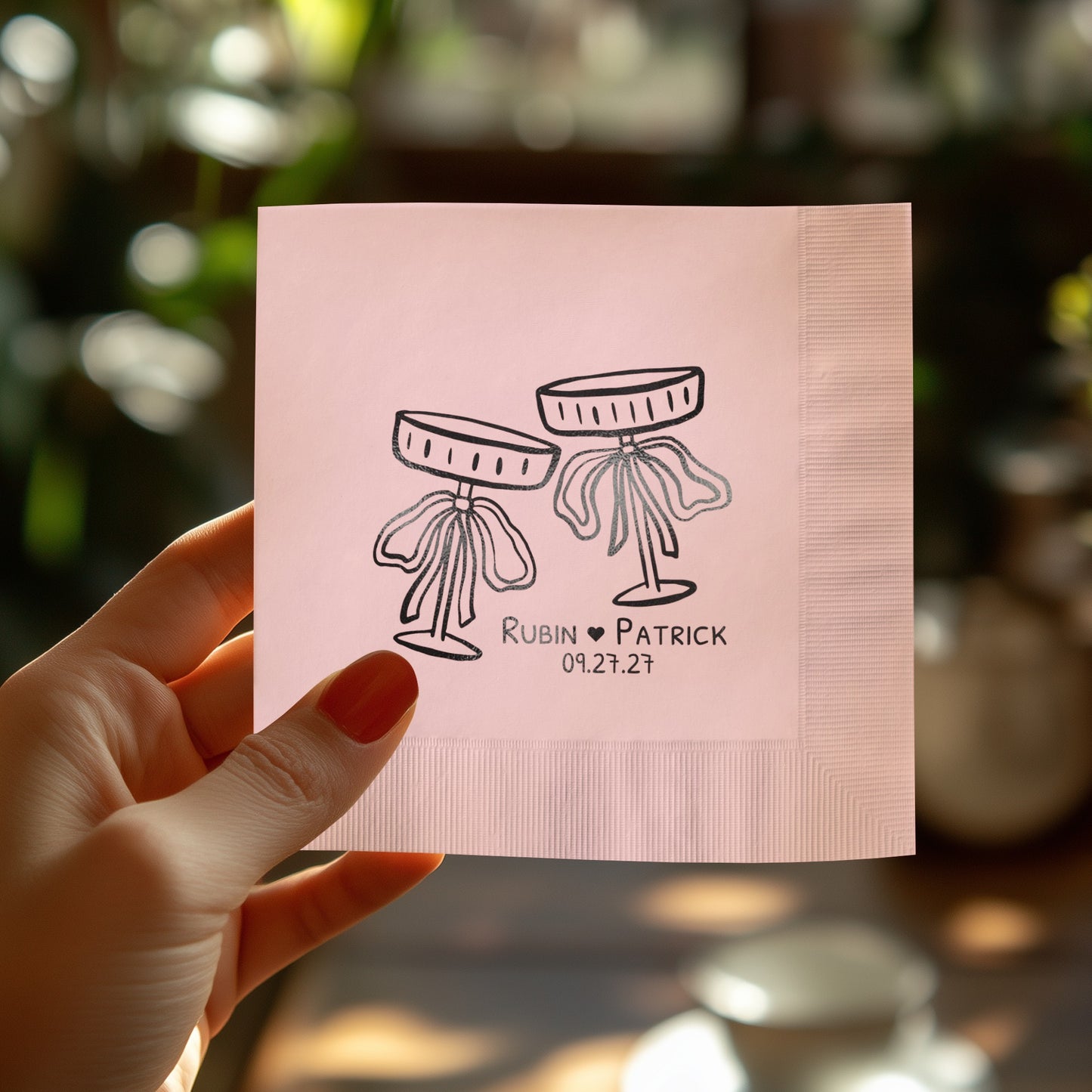 Custom Illustrated Wedding Themed Napkin product type