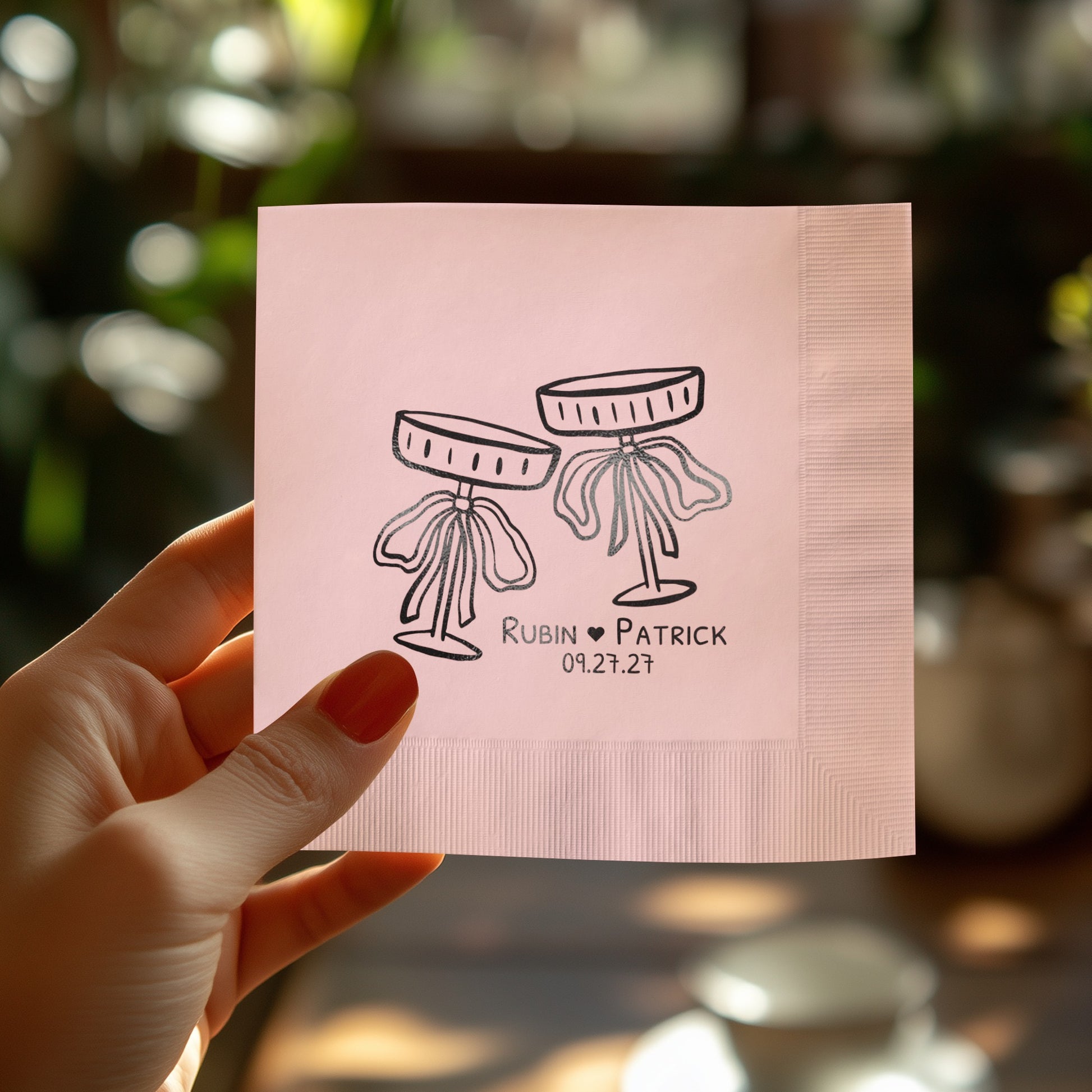 Custom Illustrated Wedding Themed Napkin product type