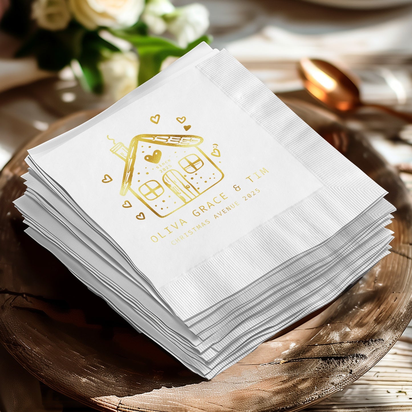 Personalized Gold Foil Wedding Napkins product type