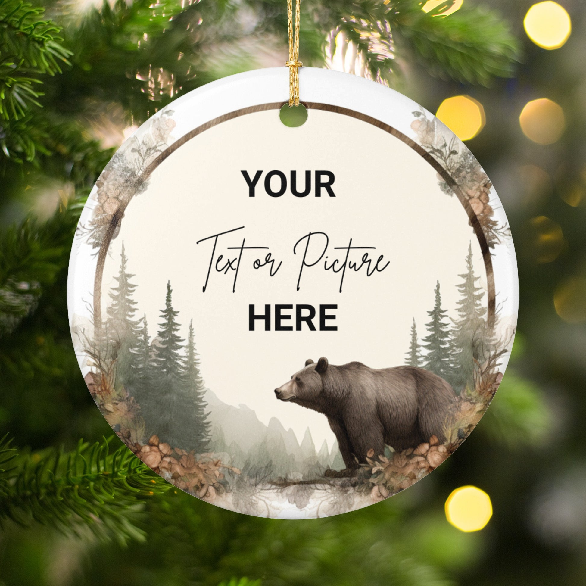 Personalized Bear and Forest Christmas Ornament product