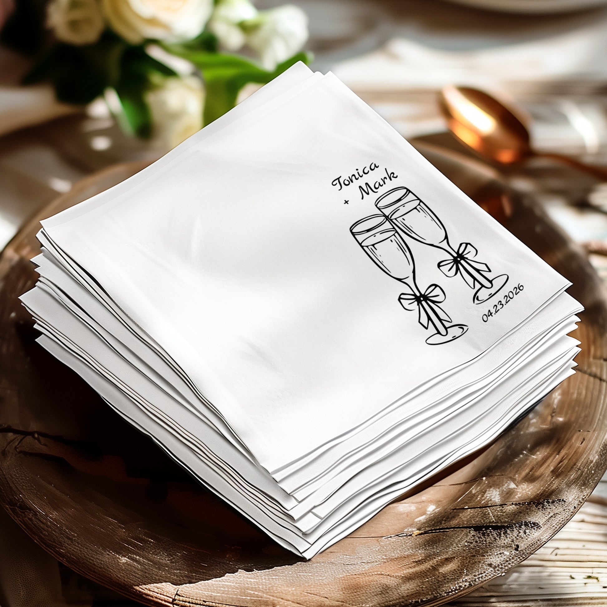Elegant Personalized Wedding Napkins Product