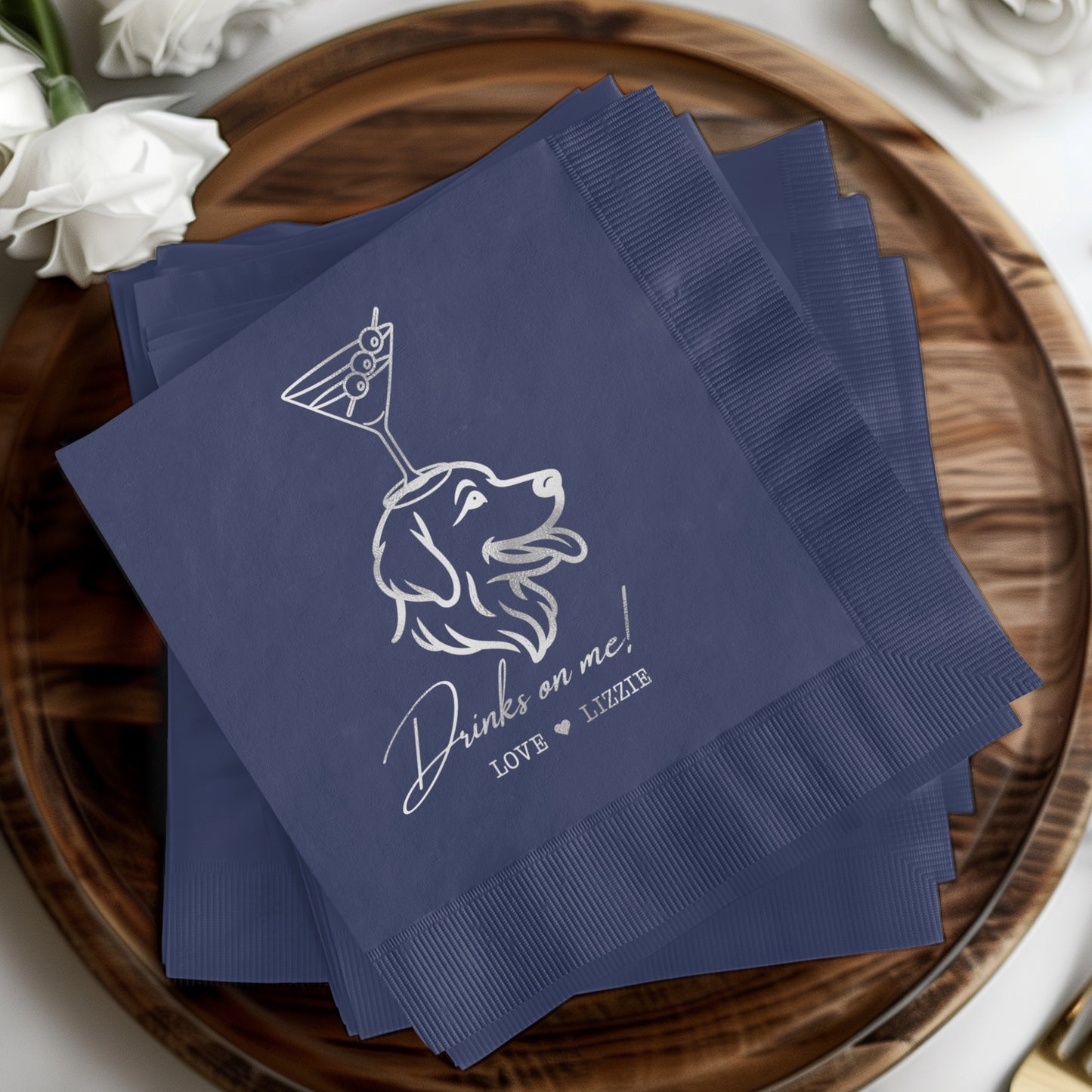 Drinks on Me Loves Lizzie Dog Design Napkin Product