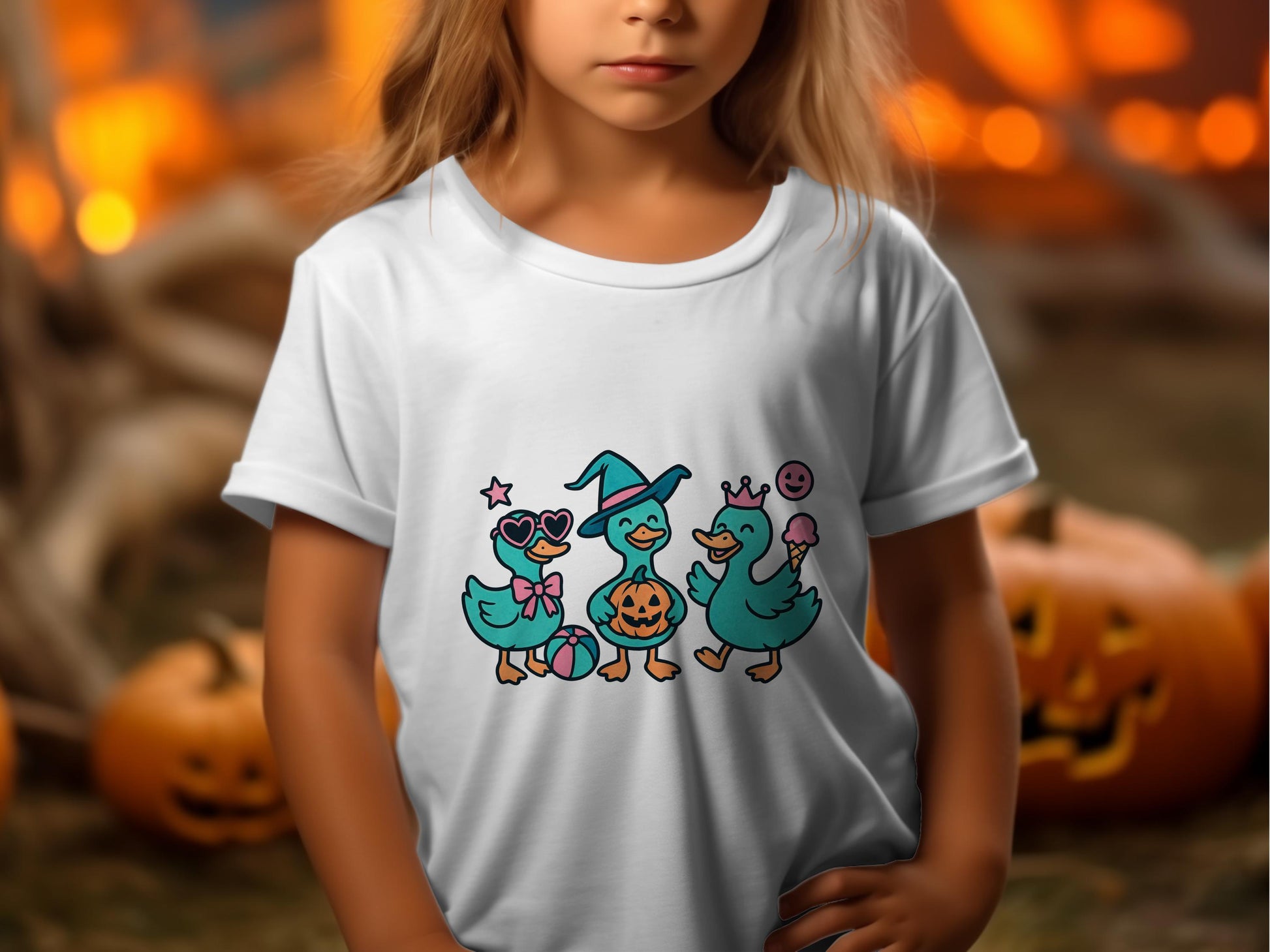 Kids Halloween T-Shirt Cute Cartoon Ducks Trick or Treat Costume Party Top
