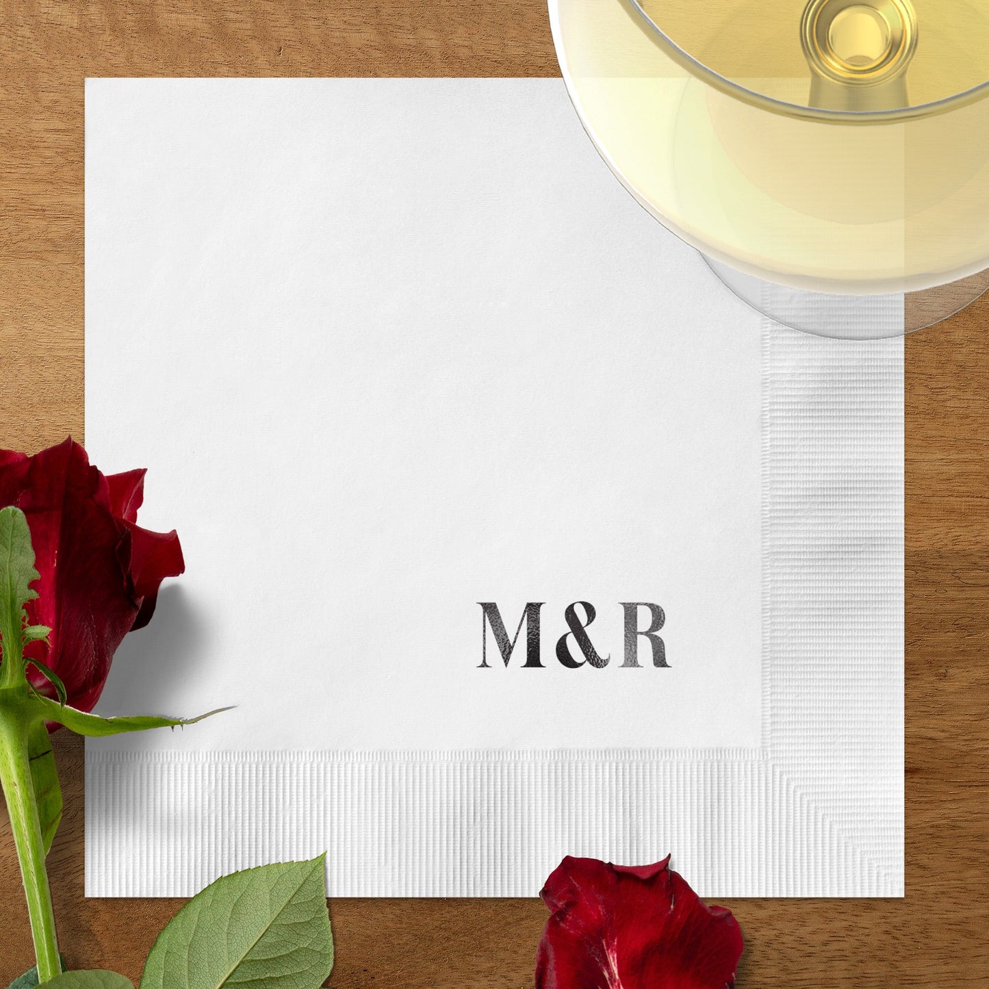 Elegant Custom Monogrammed M&R Beverage Napkin product