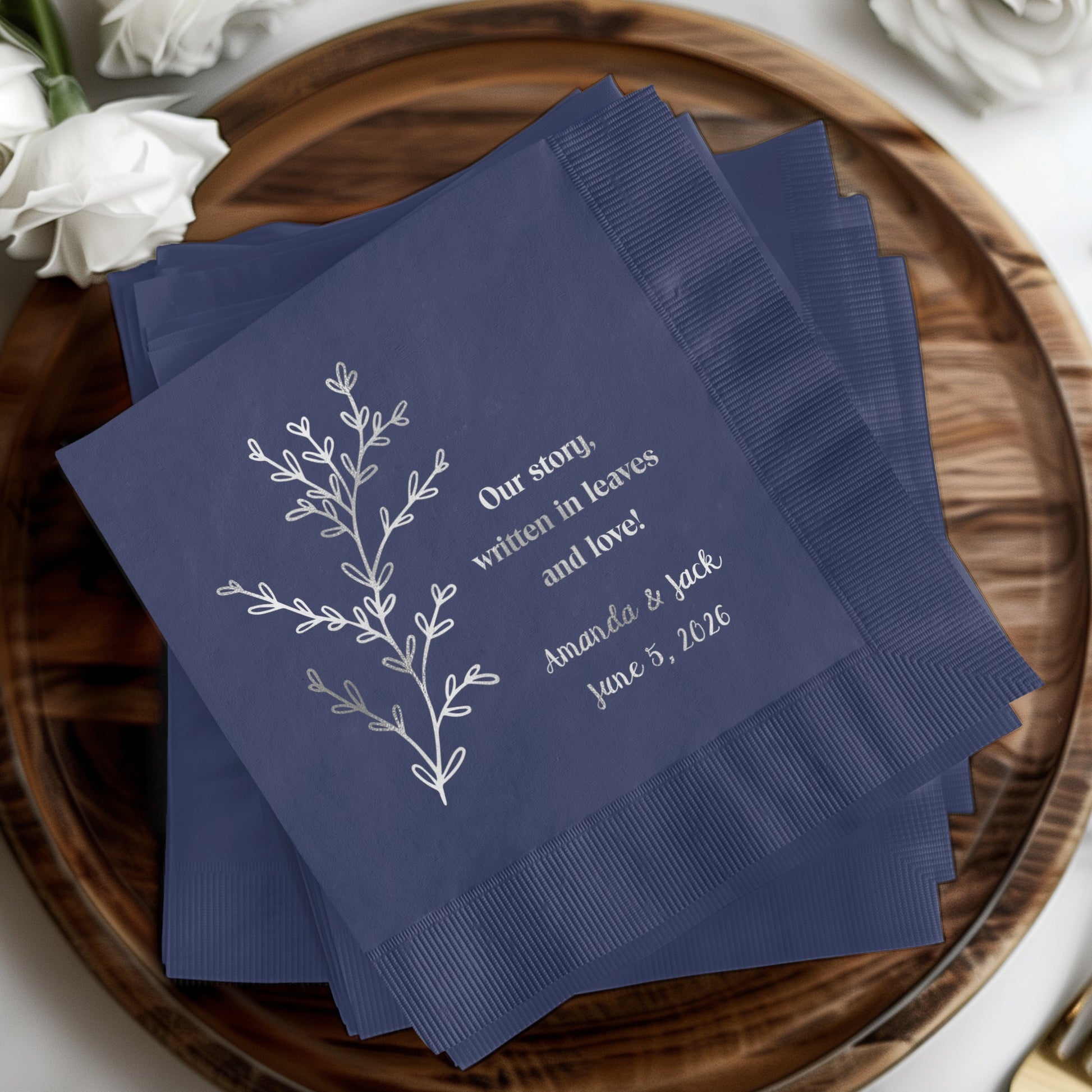 Our Story Written in Leaves Custom Napkins product