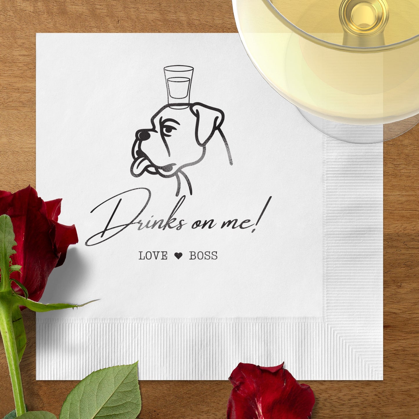 Drinks on me Dog Napkin with Unique Design