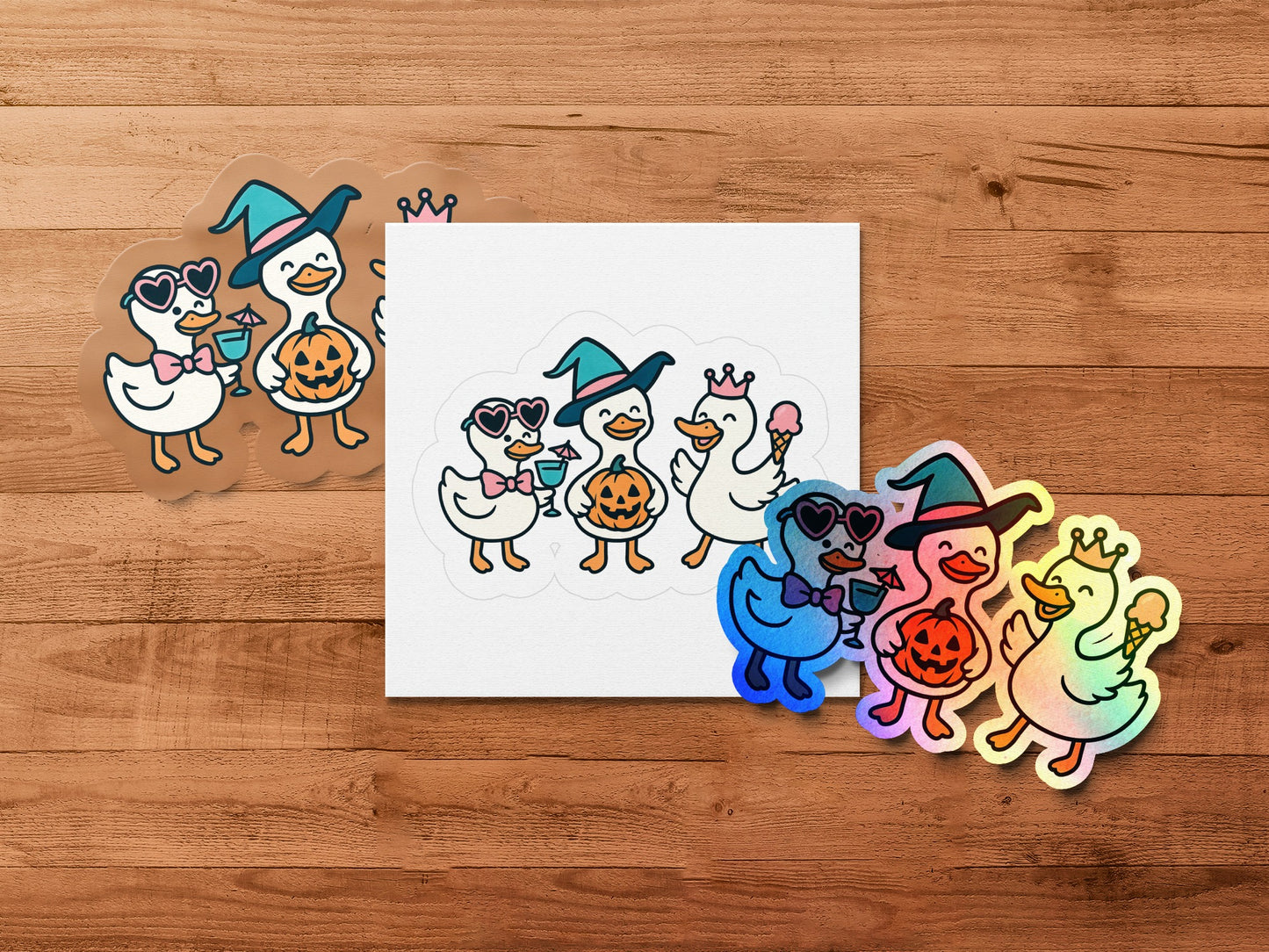 Halloween Duck Stickers, Cute Cartoon Ducks in Costumes, Vinyl Decal Set for Kids, Party Favors, Notebook and Laptop Decorations