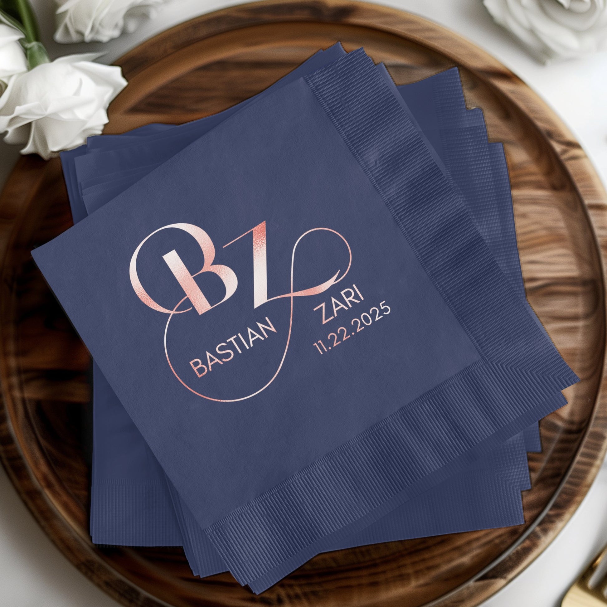 Custom Wedding Date and Initials Design Napkin product