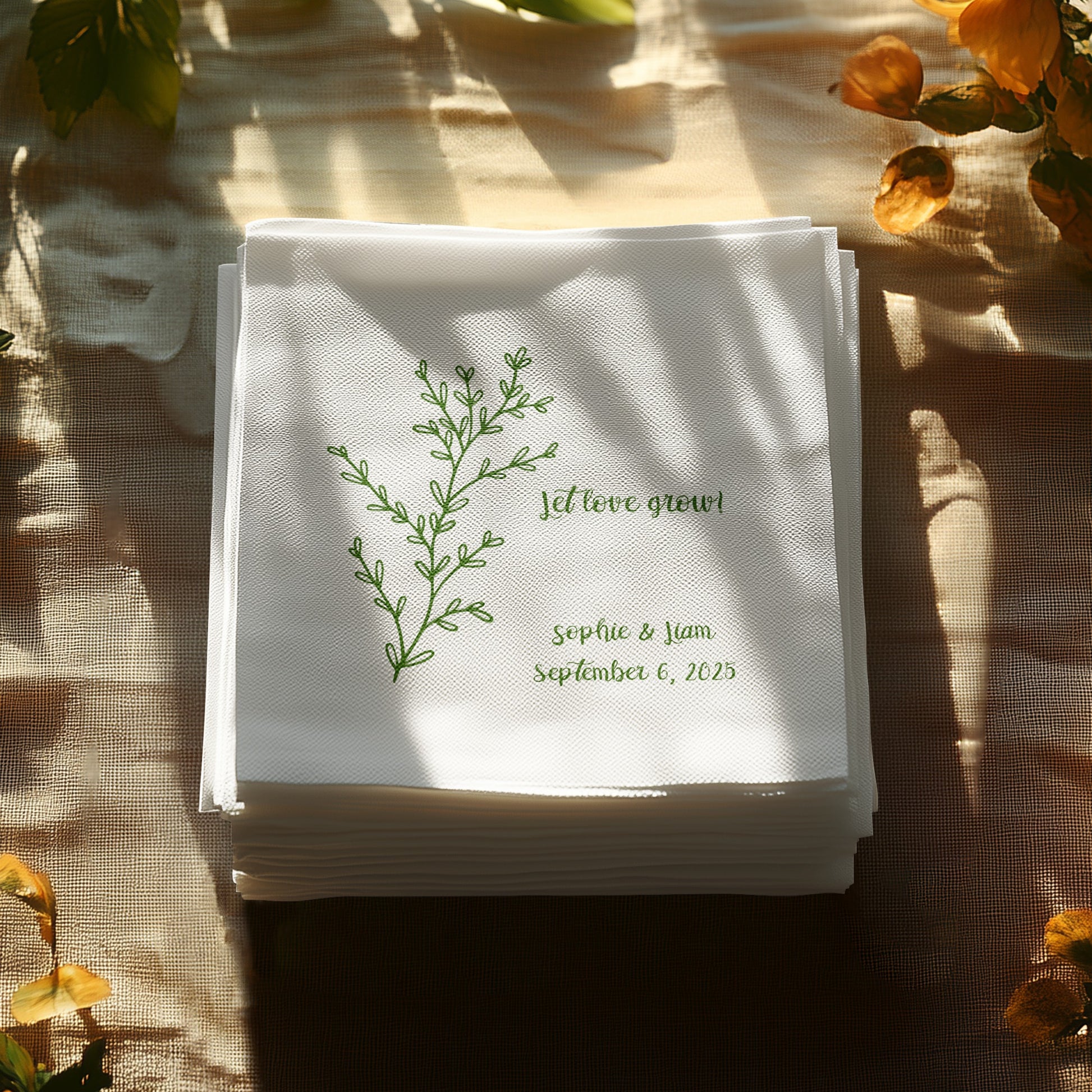 Let Love Grow Personalized Wedding Napkin product
