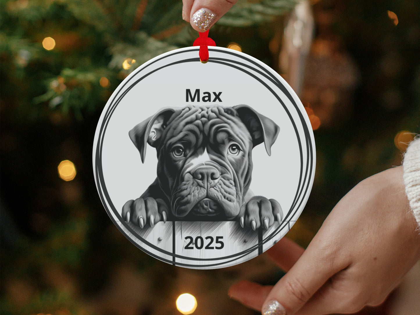 Customizable Dog Portrait Christmas Ornament product type