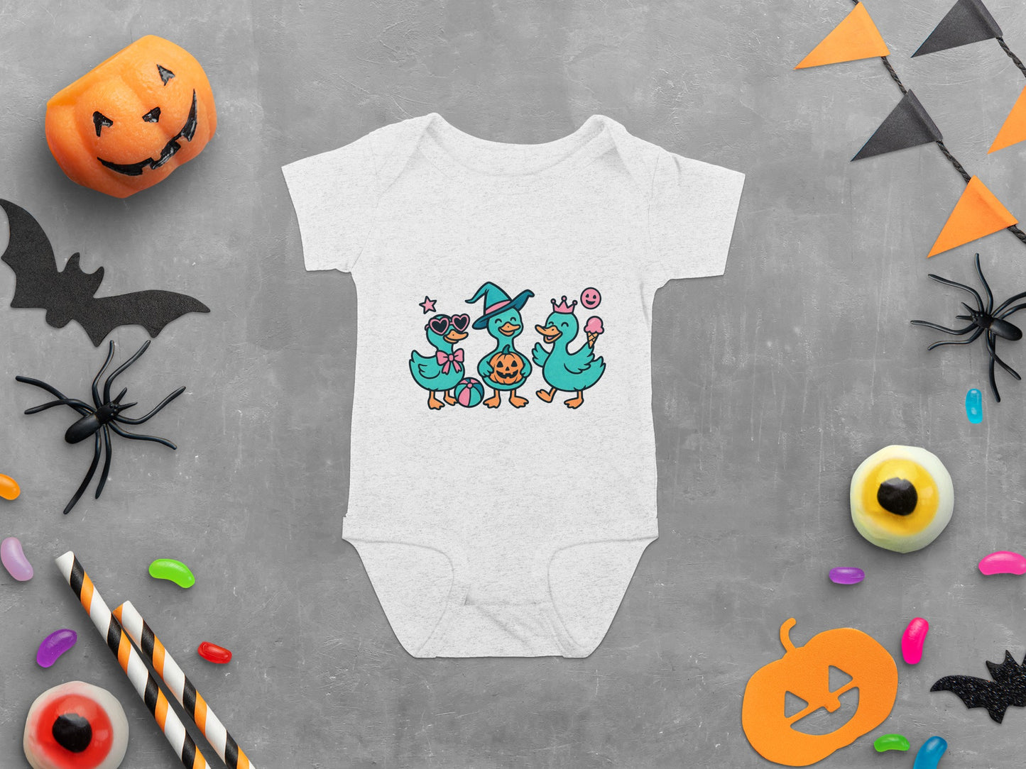 Halloween Baby Bodysuit, Cute Ghosts Ducks Print, Unisex Infant Halloween Costume, Fall Baby Shower Gift