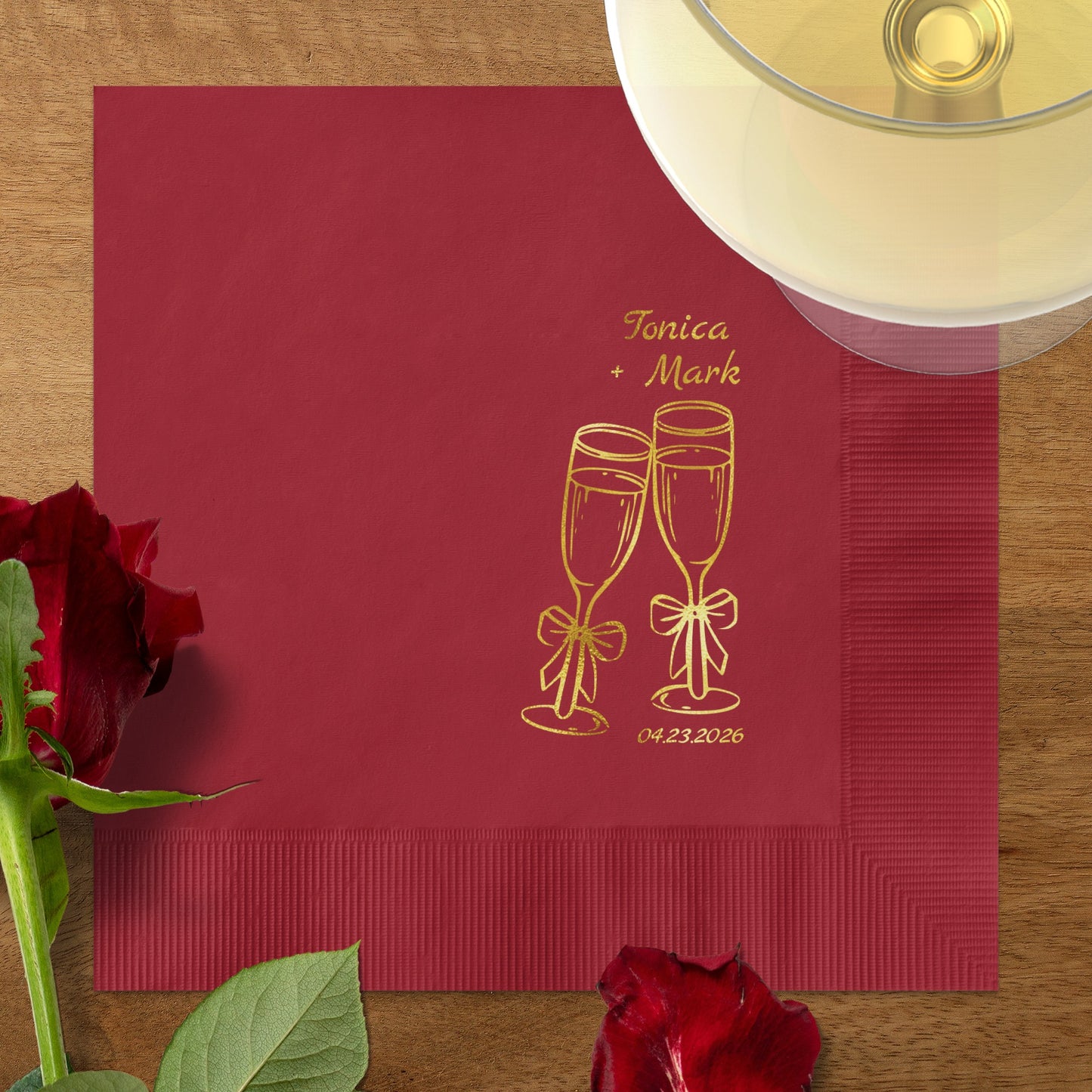 Personalized Red Wedding Toast Custom Napkin product