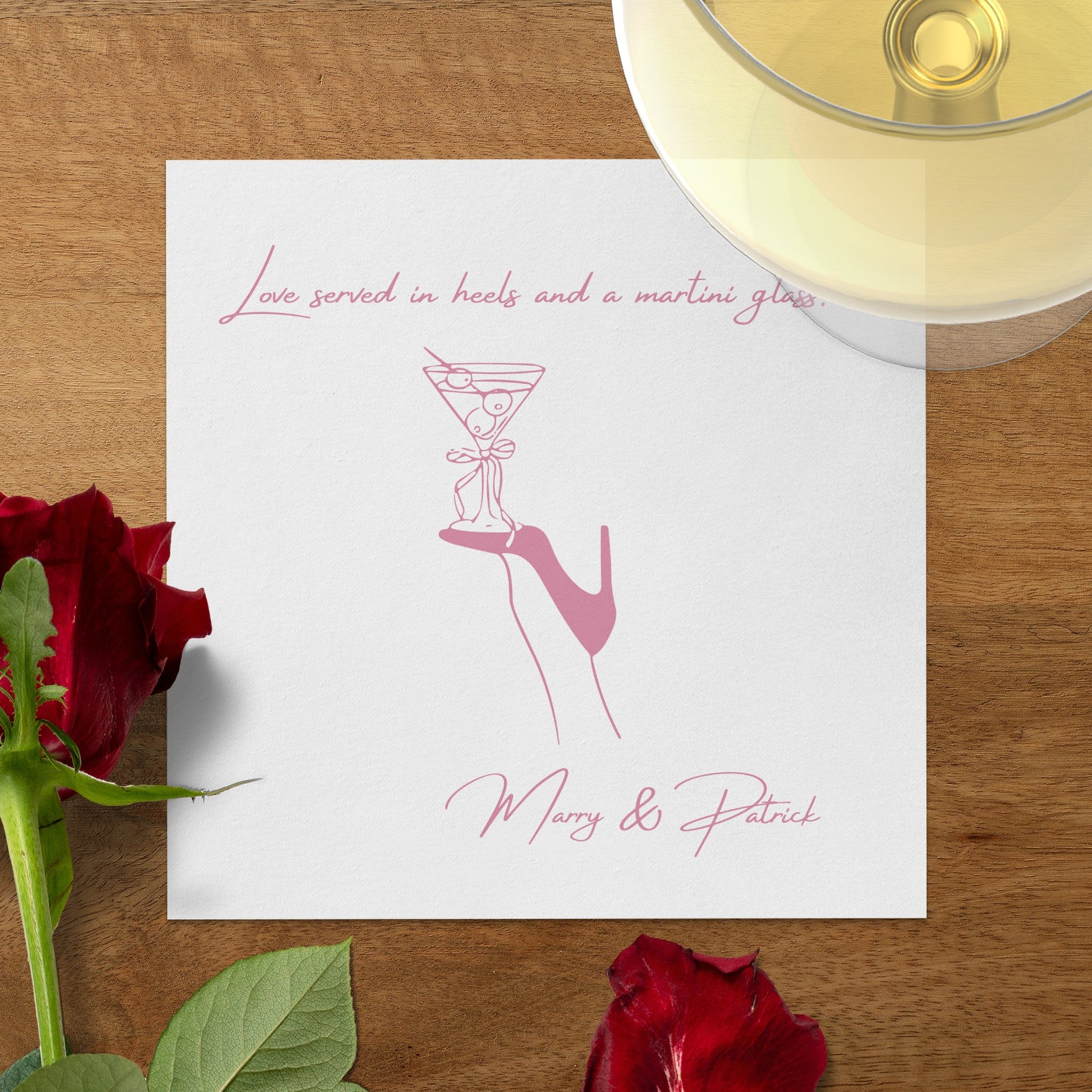 Love served in heels and a martini glass card product