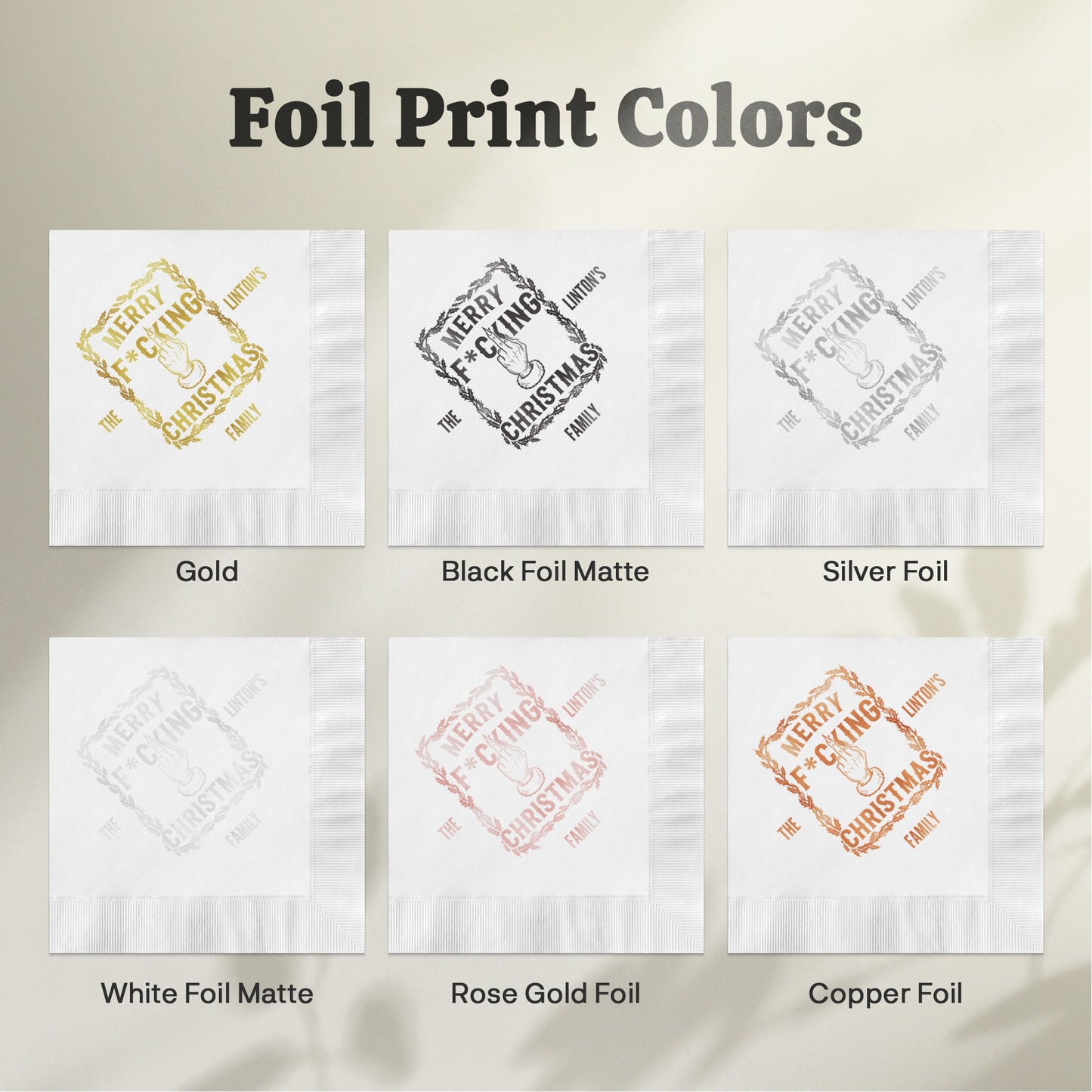 Merry Christmas Foil Print Colors Family product