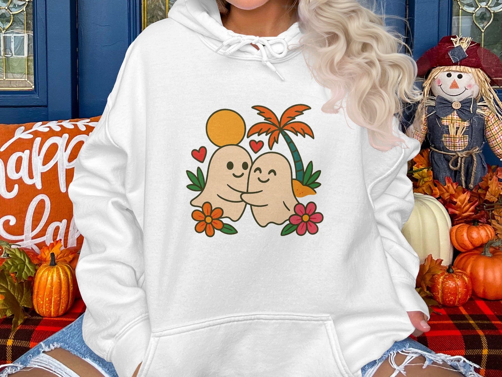 Cute Fall Hoodie Autumn Pumpkin Graphic Sweatshirt Cozy Casual Women's Top Pullover