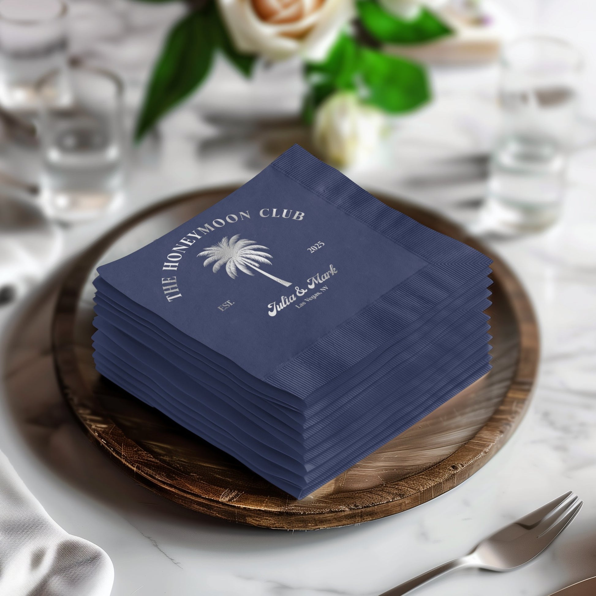Honeymoon Club Personalized Wedding Napkins product