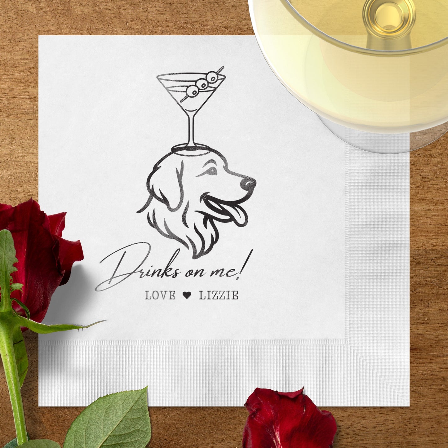 Drinks on me Love Lizzie Cocktail Napkins