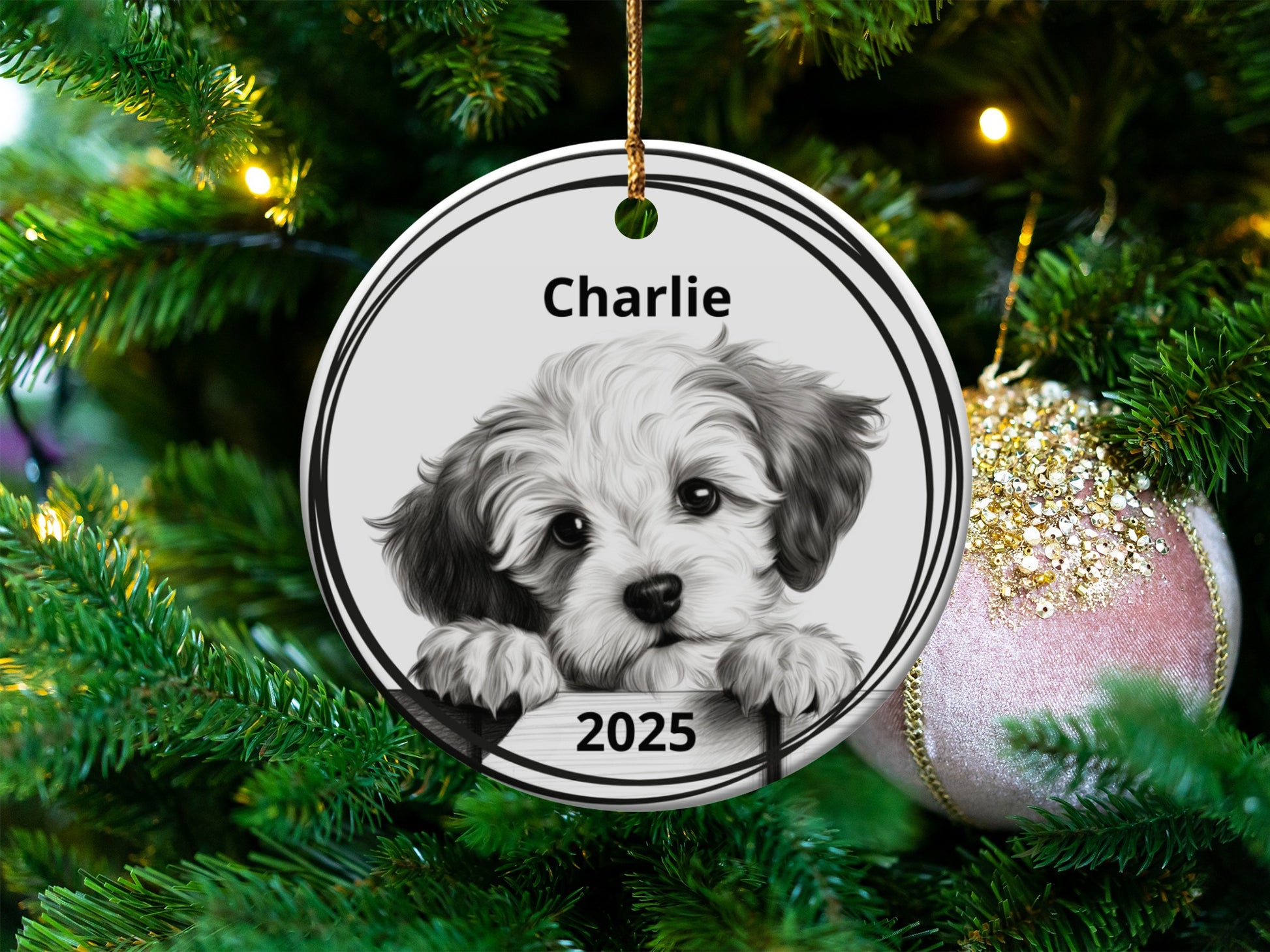 Personalized Puppy Christmas Tree Ornament product