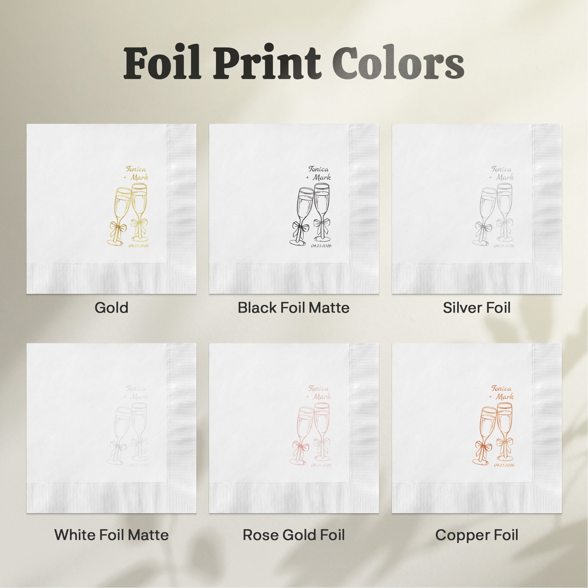 Elegant Foil Print Customized Napkins Product Type